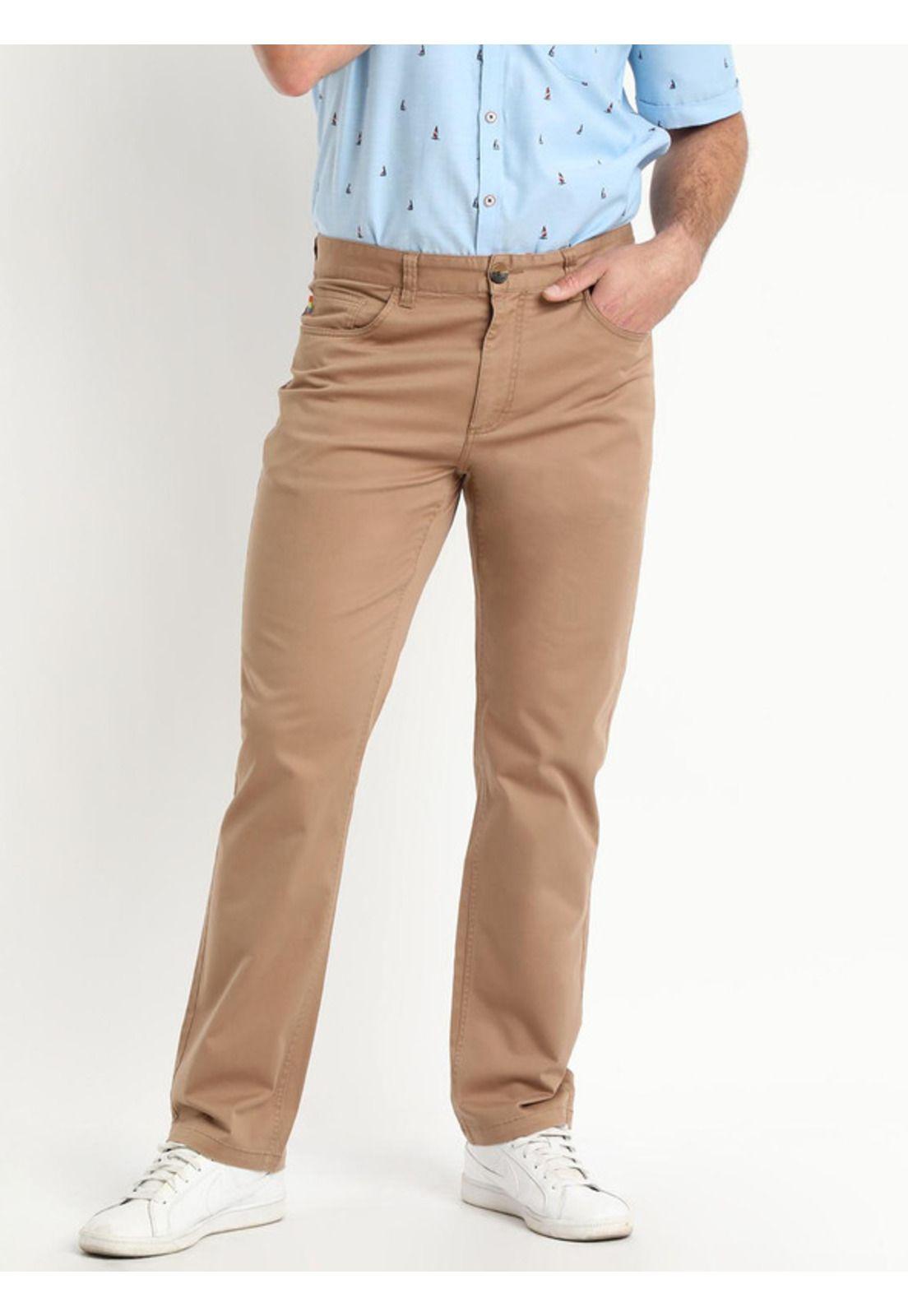 Pantalón Spandex 5 Bolsillos Regular Fit Tostado-1