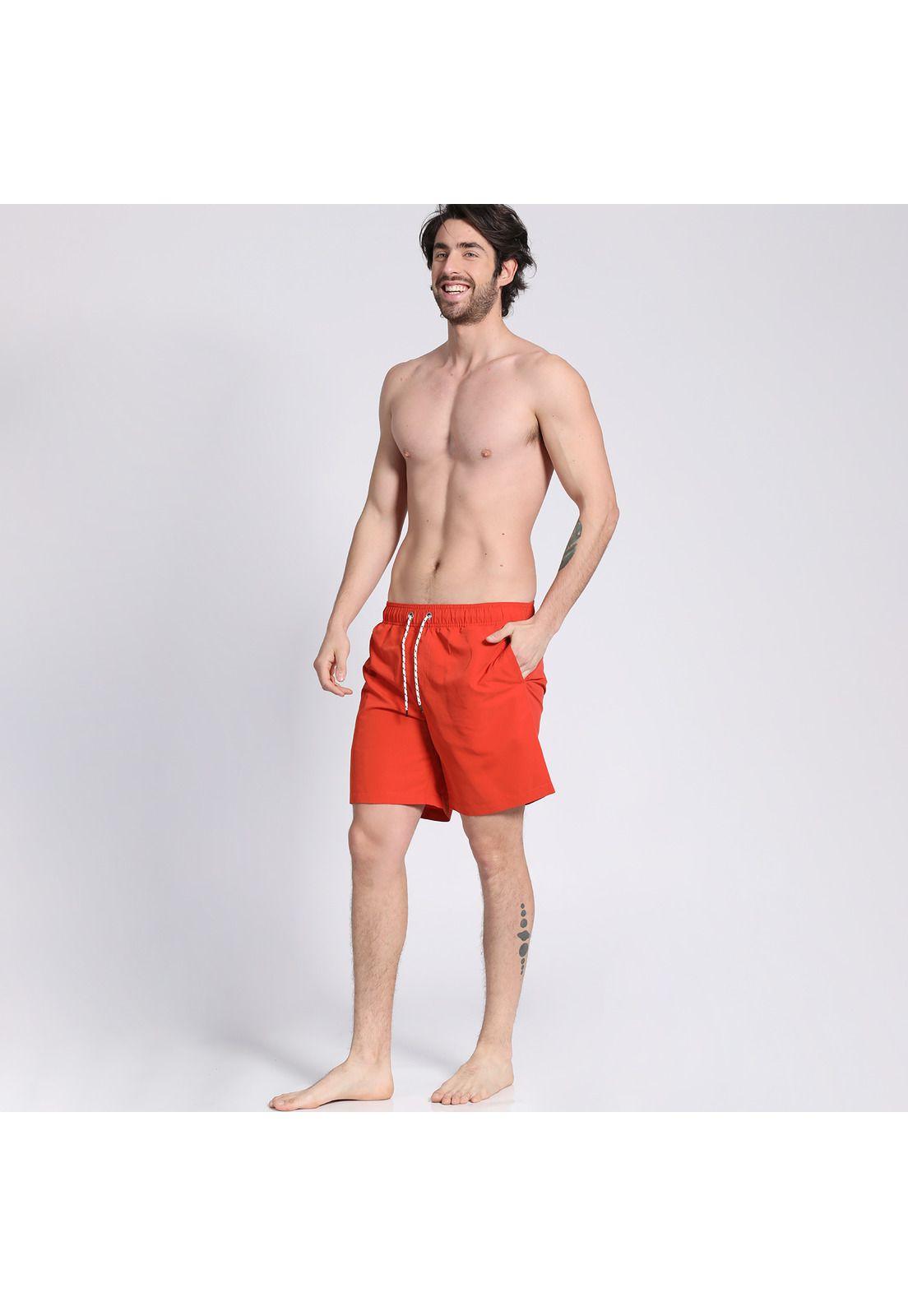 Traje de Baño Liso Naranja-0