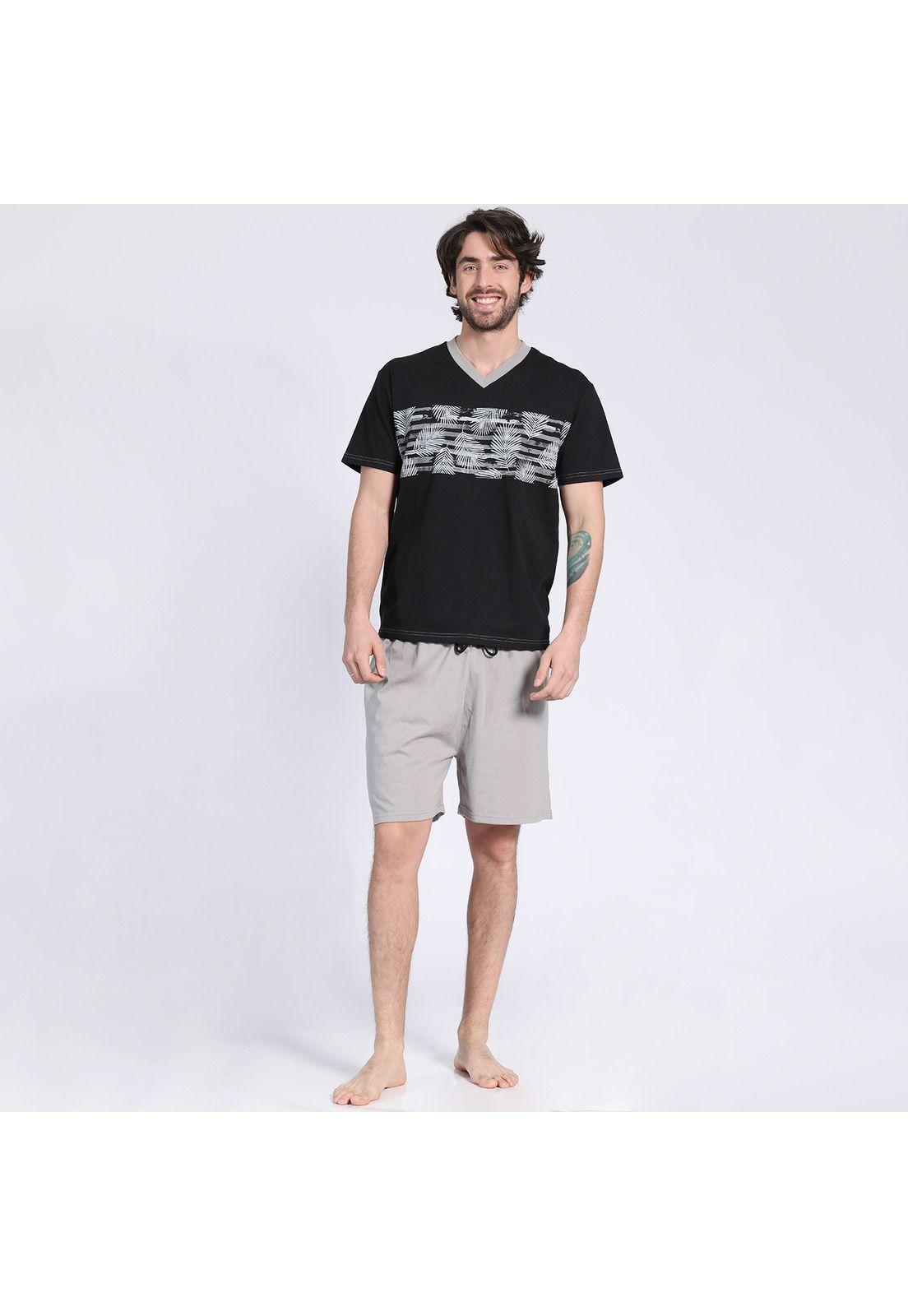 Pijama Jersey Estampado Negro-0