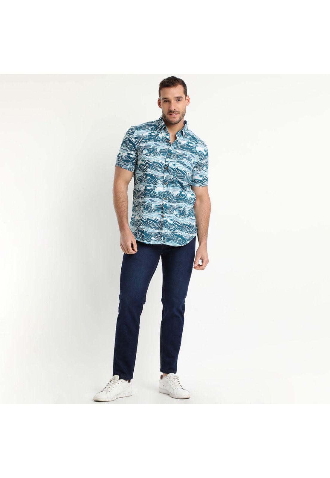 Camisa Estampada Diseño Mc Turquesa-0
