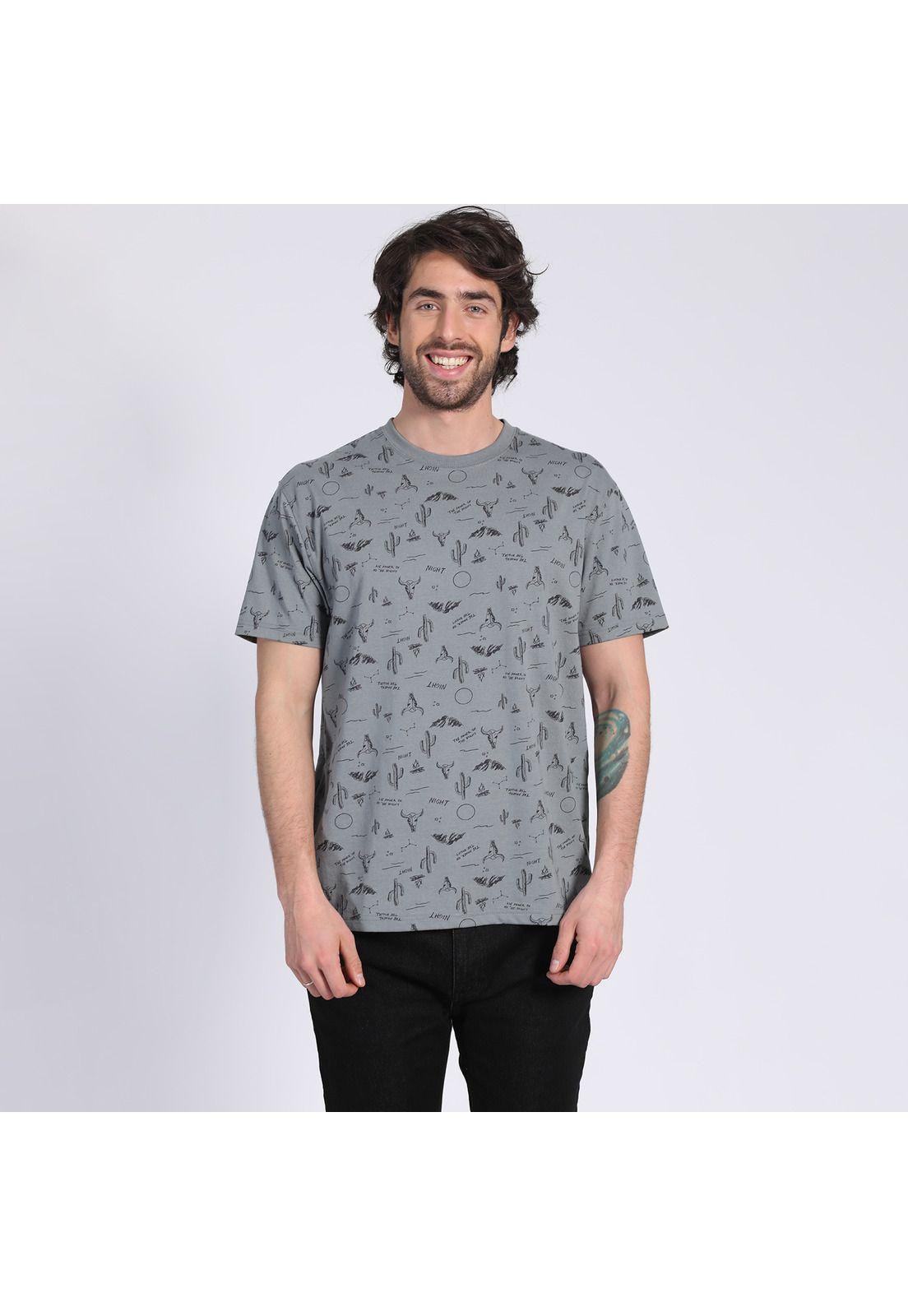 Polera Manga Corta Jersey Print Gris-1