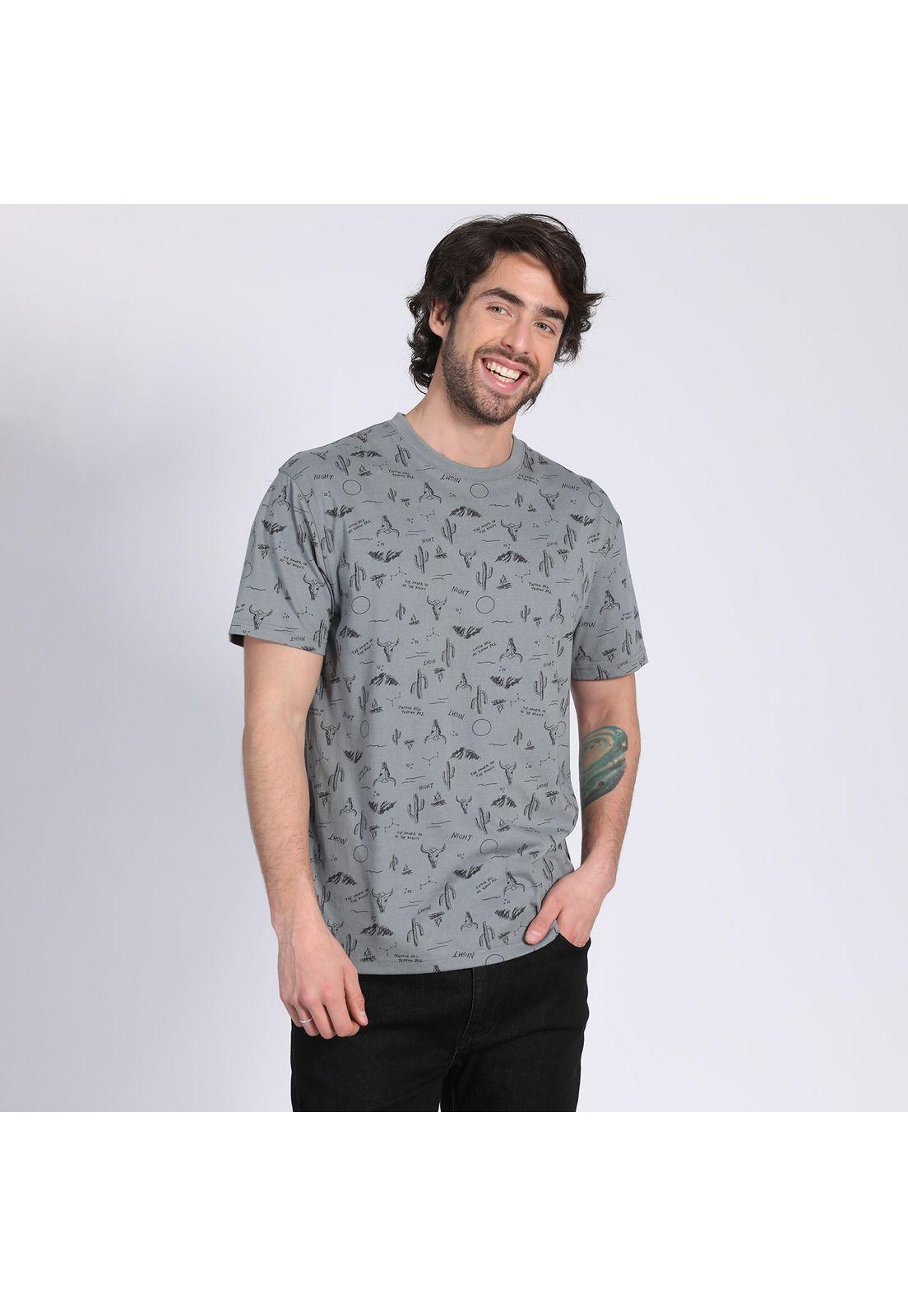 Polera Manga Corta Jersey Print Gris-2