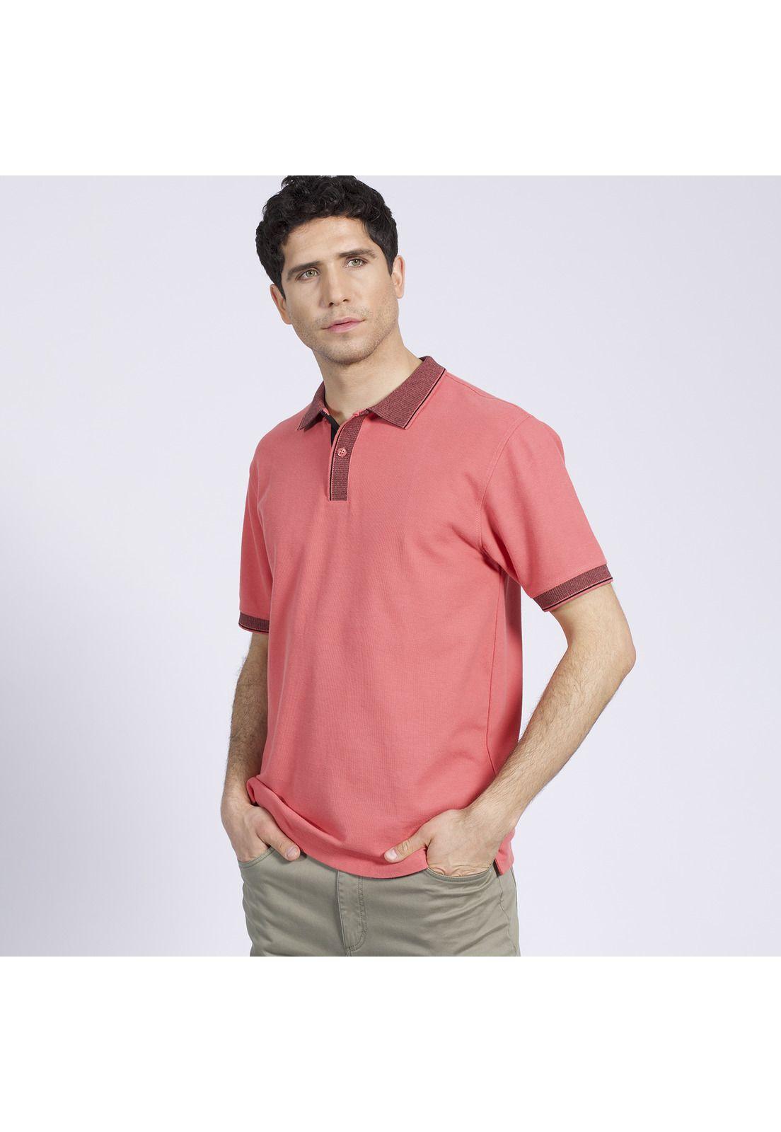 Polera Manga Corta Pique Denim Burdeo-0