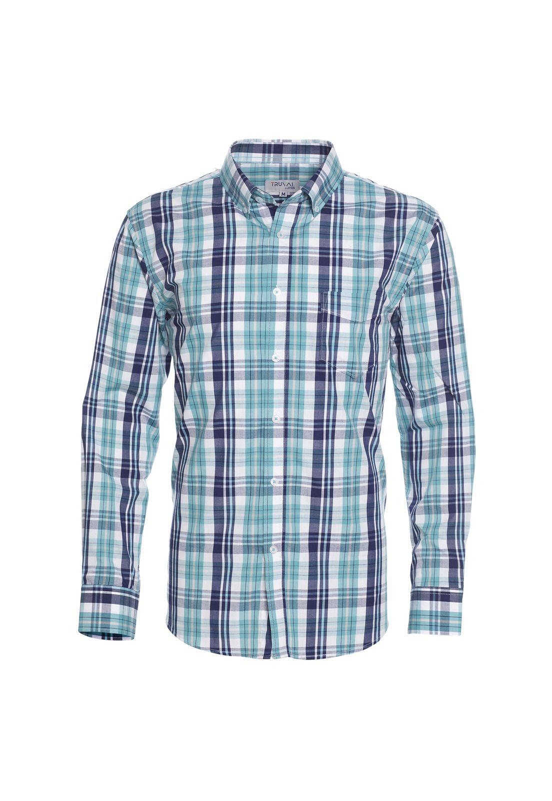 Camisa Manga Larga Trevira Fantasía Regular Fit Botón Cuello Verde-4