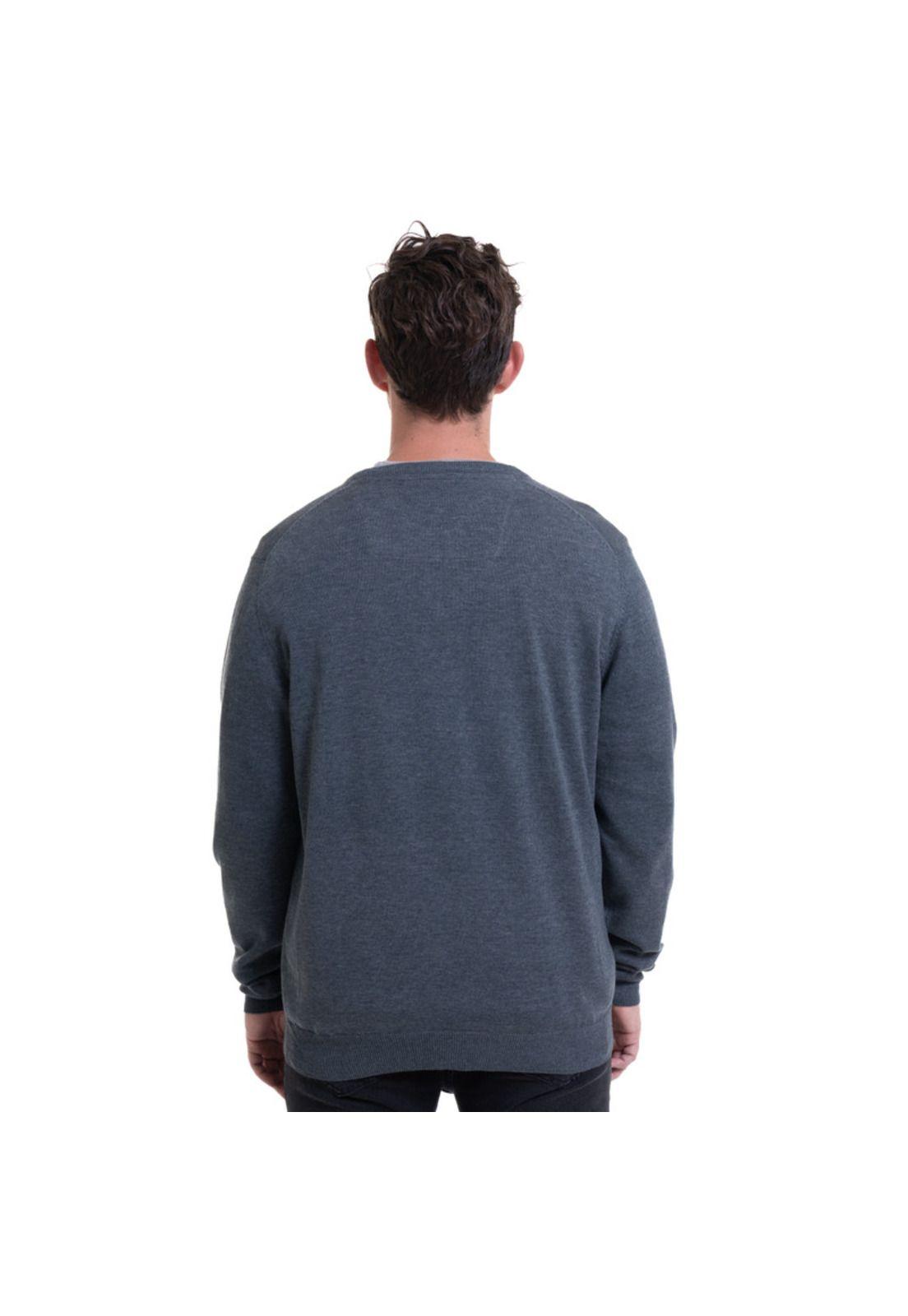 Sweater Cuello V Verde Melange-1