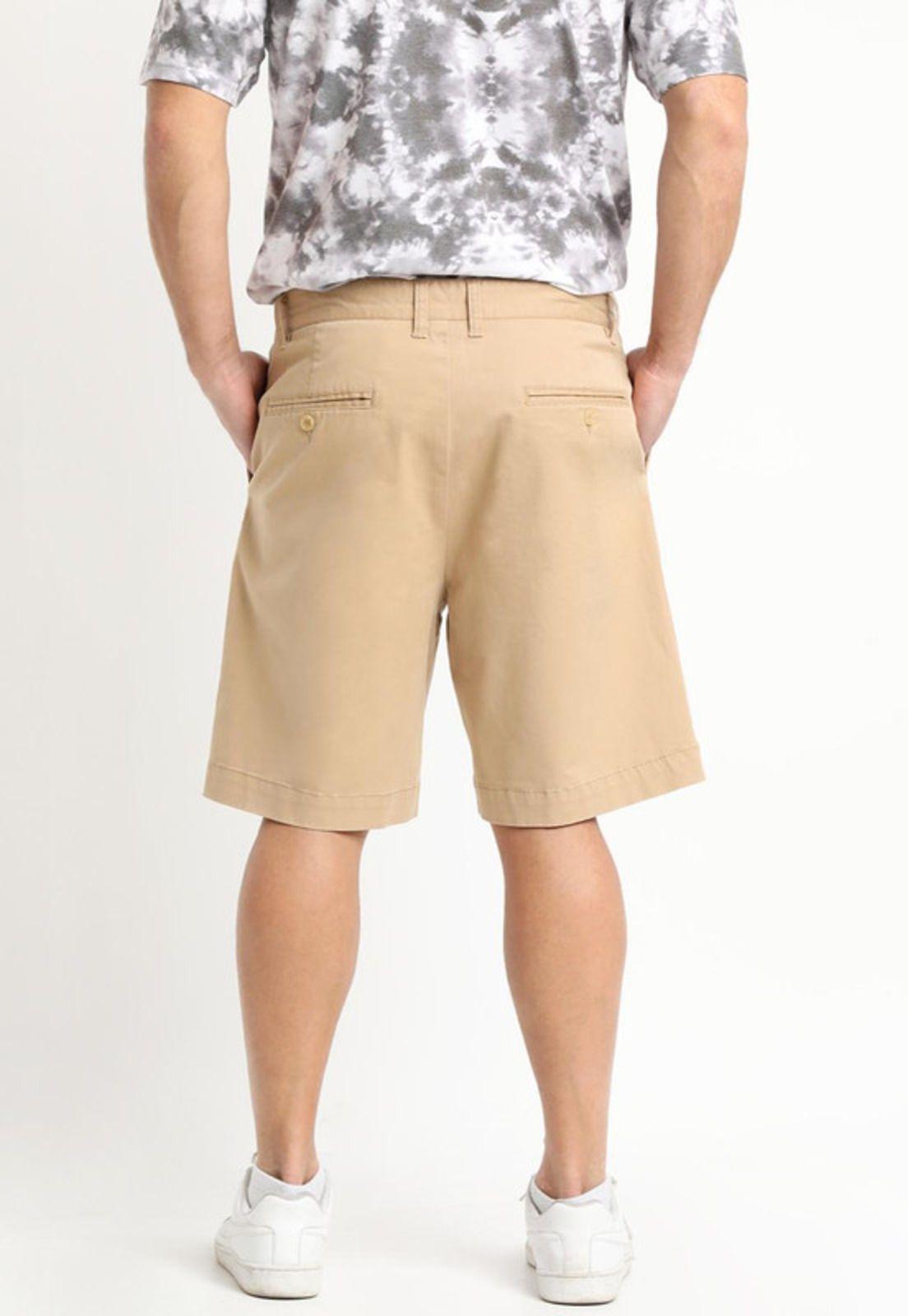 Bermuda Gabardina Frente Plano Beige-1