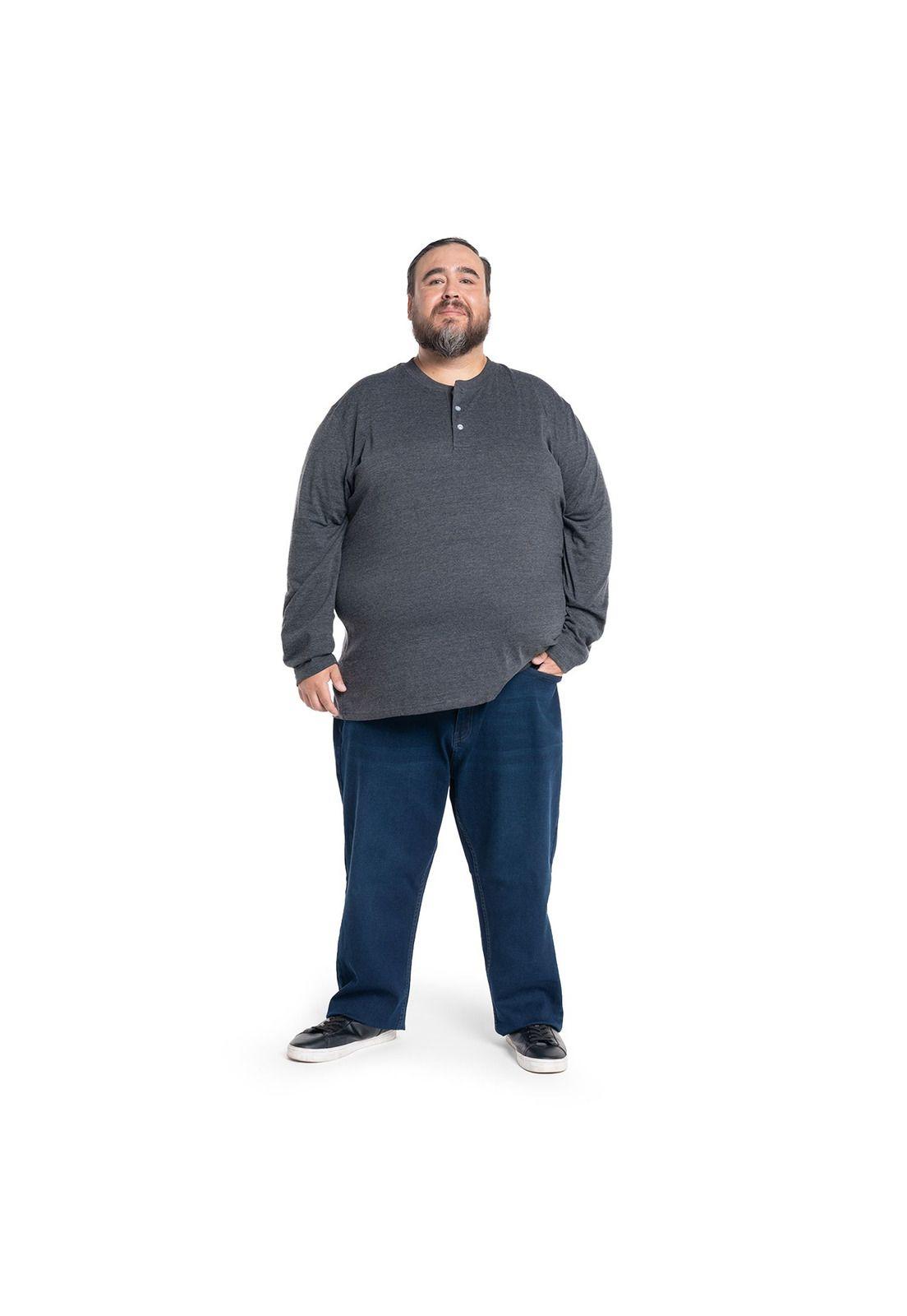 Polera Manga Larga Cuello Redondo Botones Hombre-1