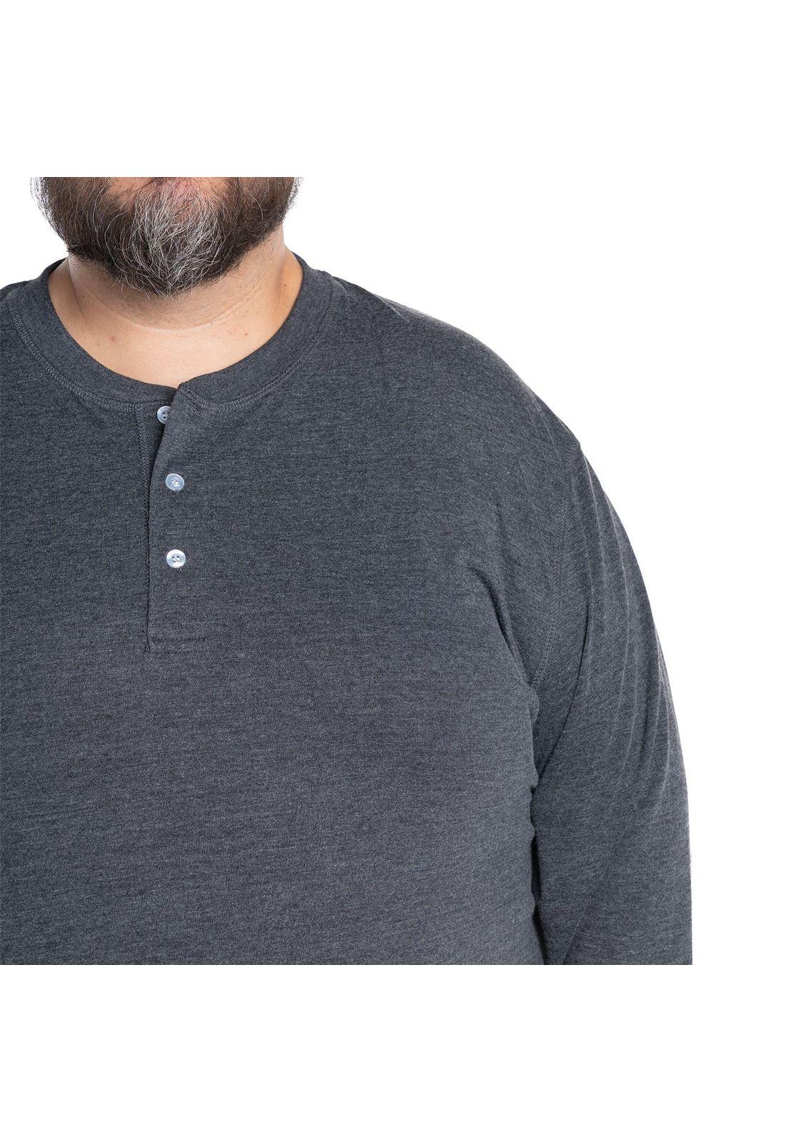 Polera Manga Larga Cuello Redondo Botones Hombre-3