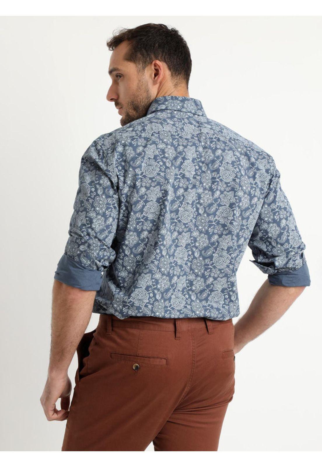 Camisa Trevira Estampada Celeste-2