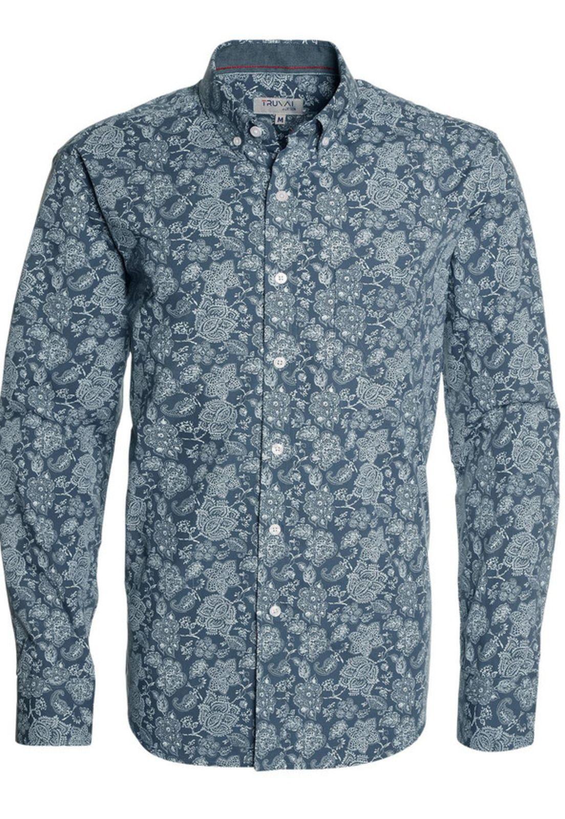 Camisa Trevira Estampada Celeste-3