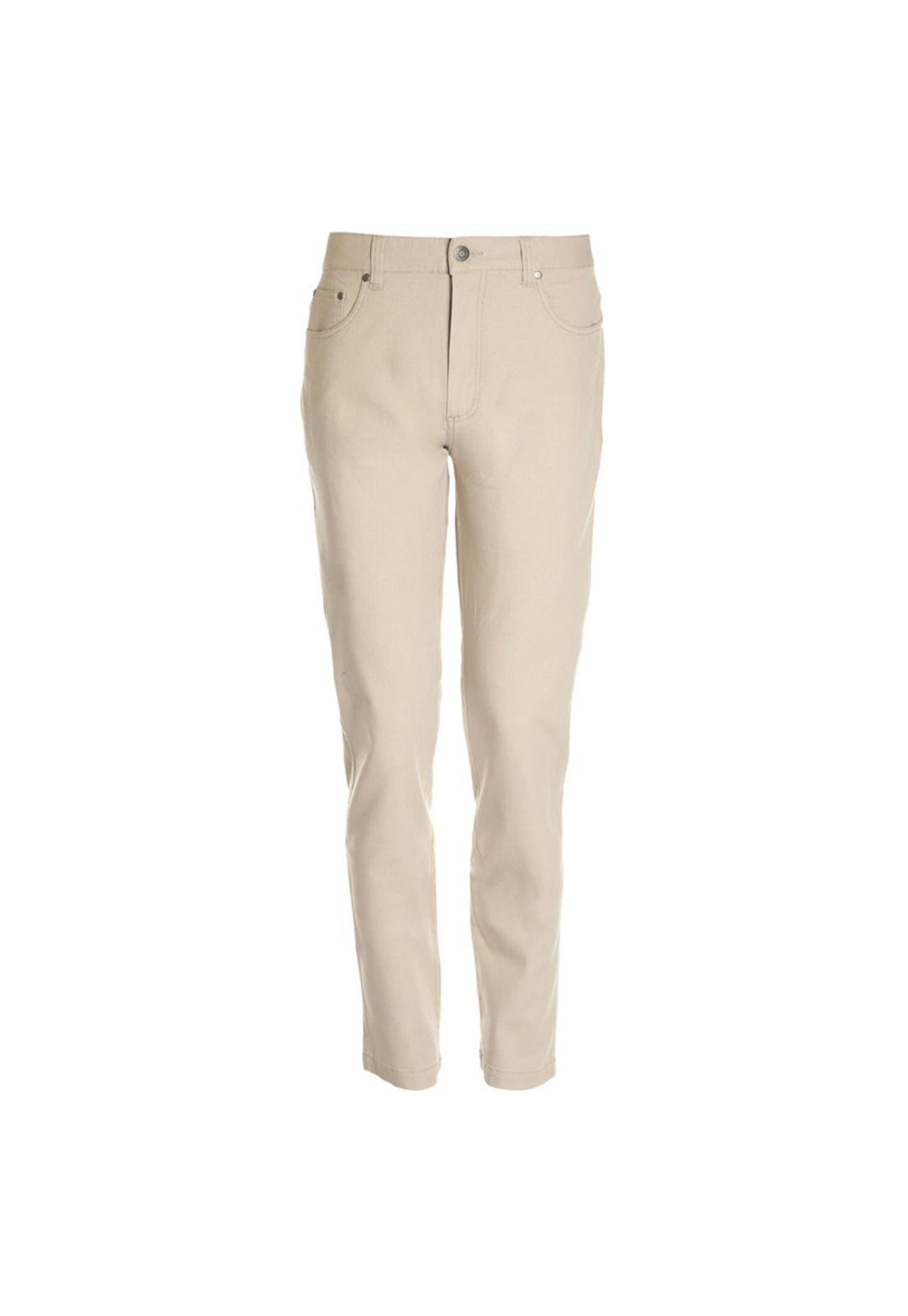 Pantalon Canvas 5 Bolsillos Spandex Beige-3