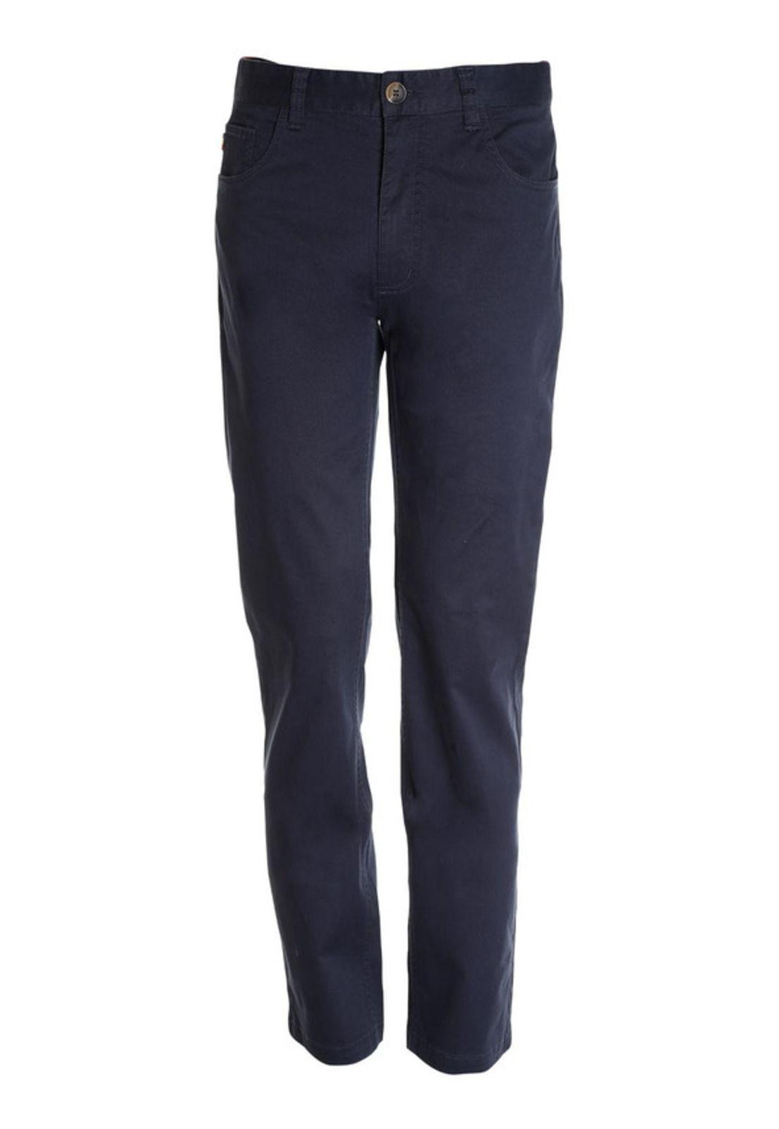 Pantalón Spandex 5 Bolsillos Regular Fit Azul Marino-3