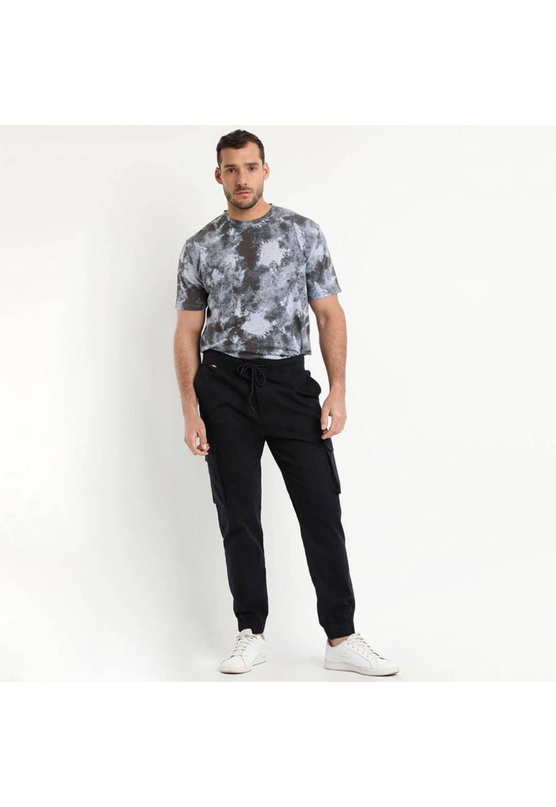 Pantalón Jogger Twill Frente Plano Gris Oscuro-0