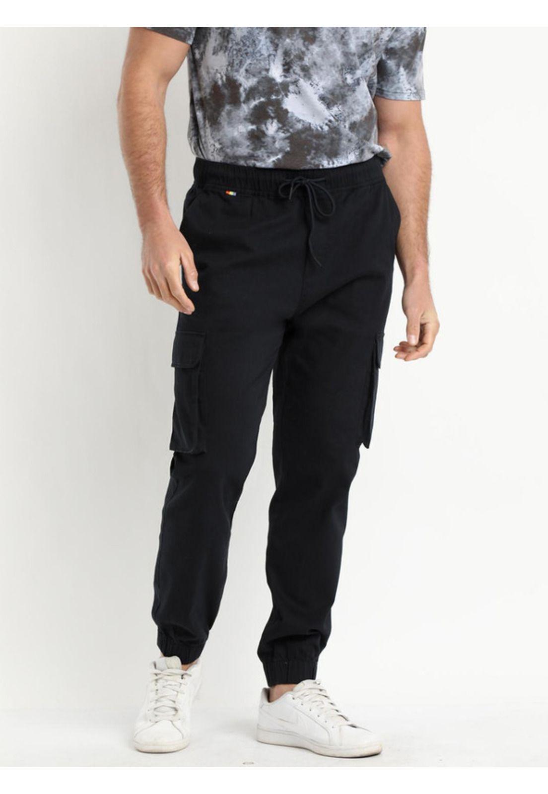 Pantalón Jogger Twill Frente Plano Gris Oscuro-1