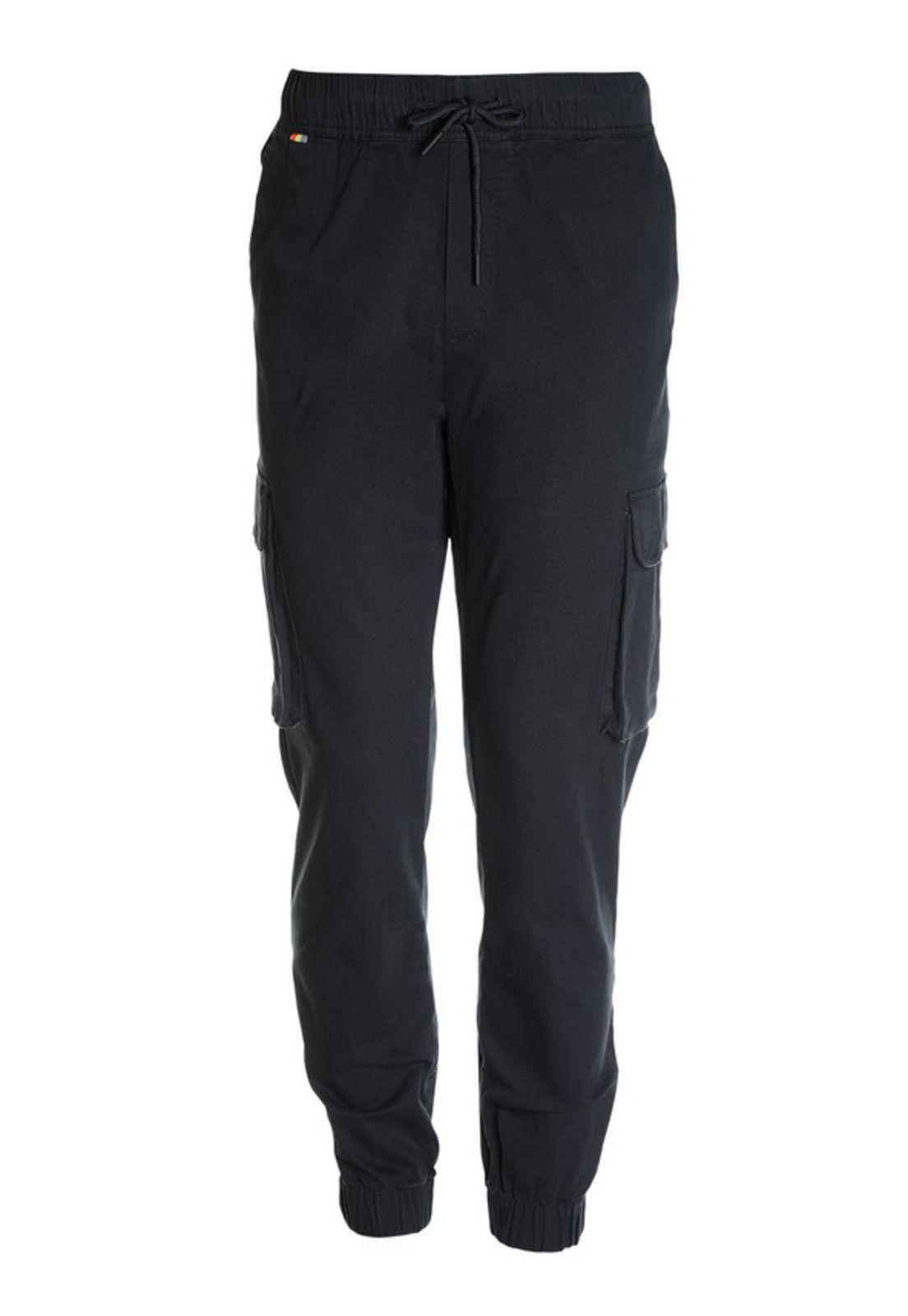Pantalón Jogger Twill Frente Plano Gris Oscuro-3