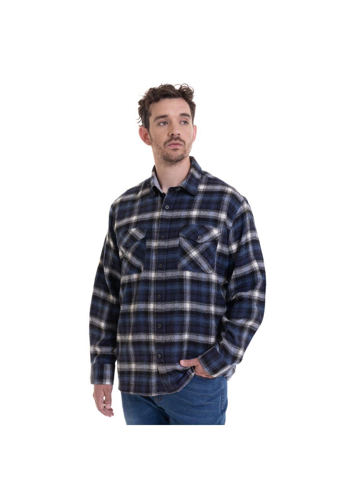 Camisa Leñadora Azul Marino-0