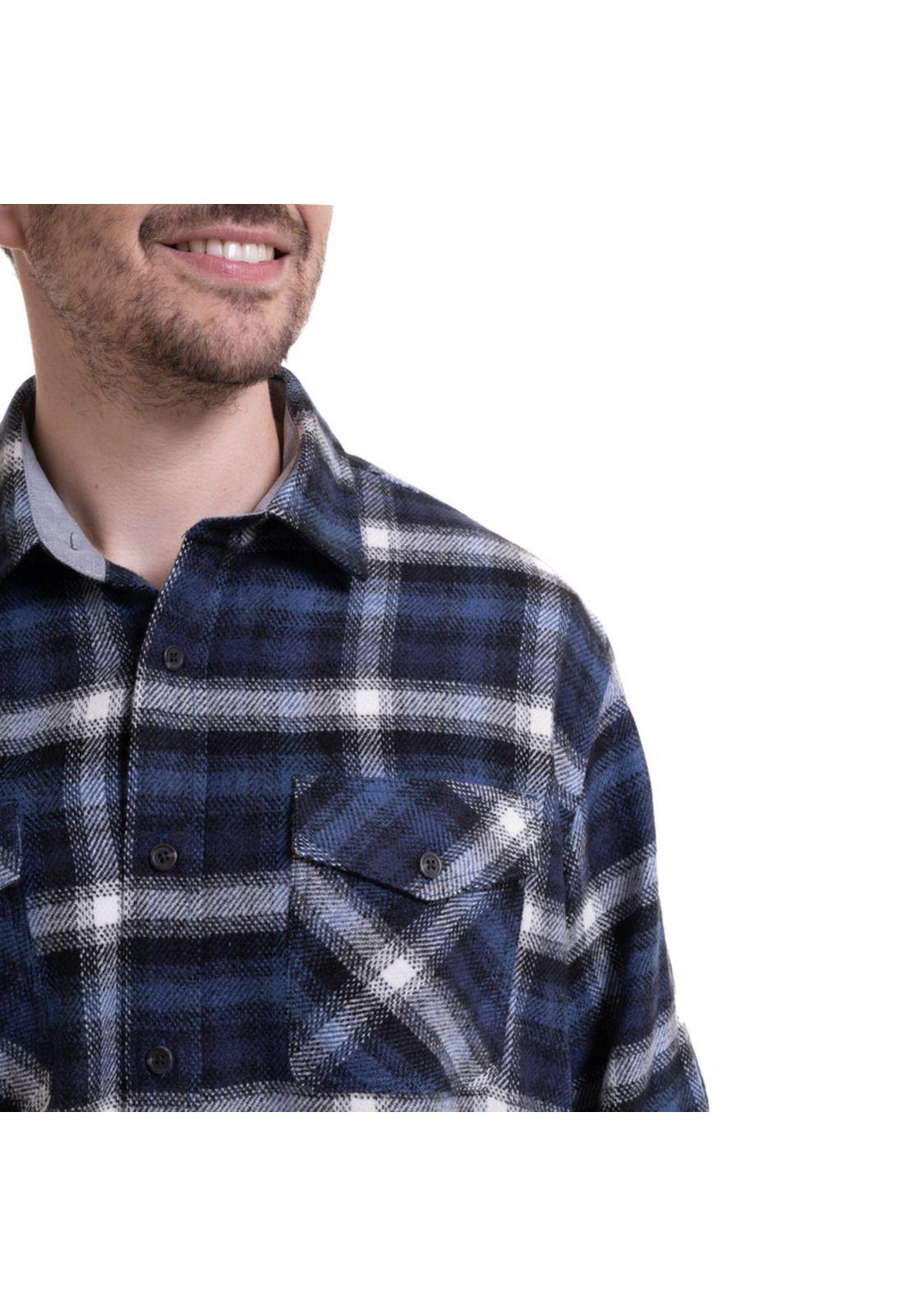 Camisa Leñadora Azul Marino-3