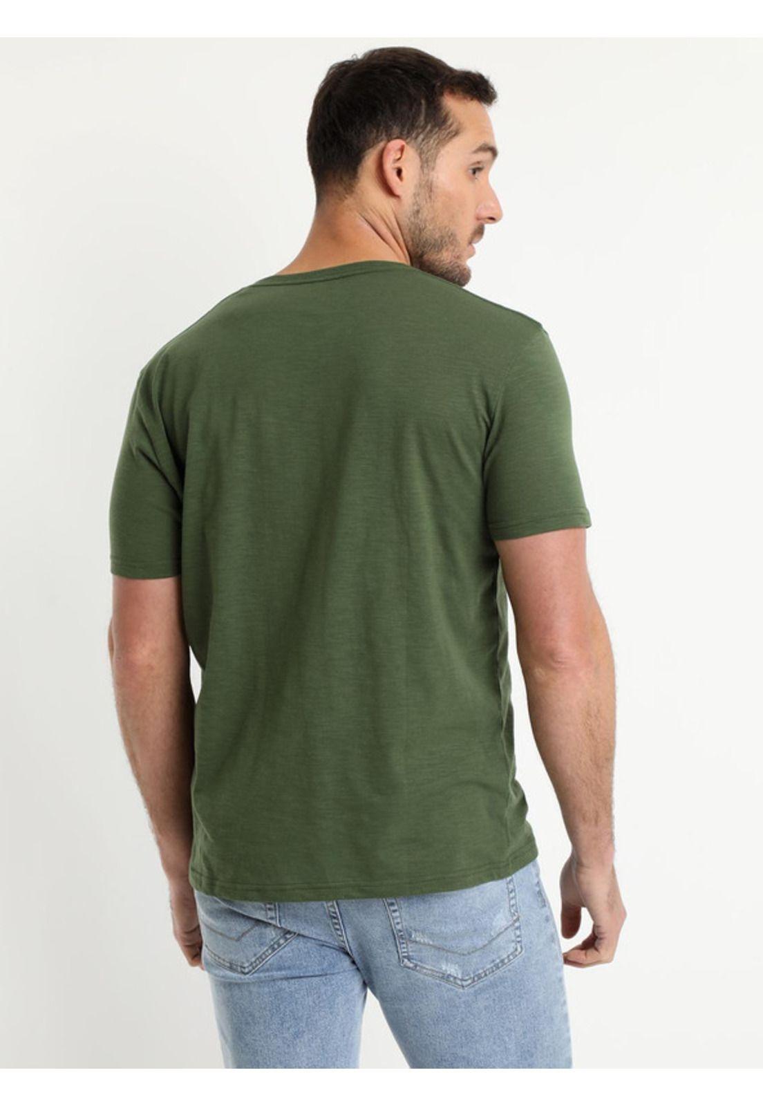 Polera Manga Corta Cuello V Verde musgo-2