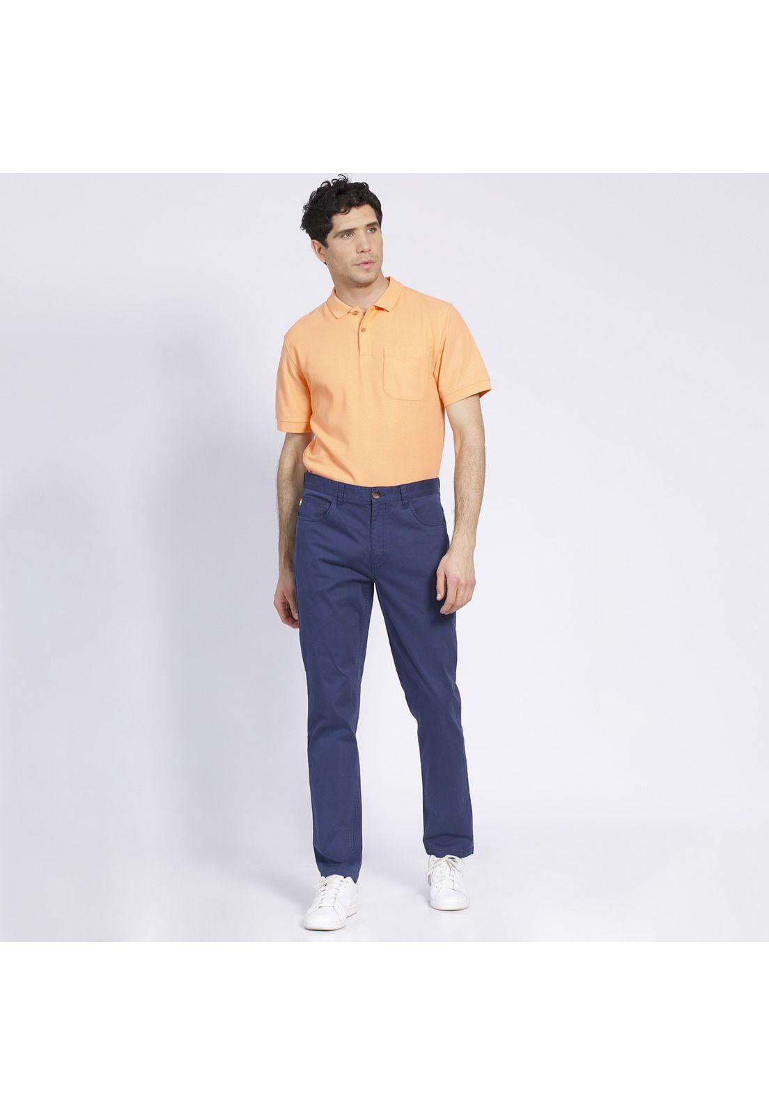 Pantalón Hombre 5 Bolsillos Slim Fit Spandex Azul-0