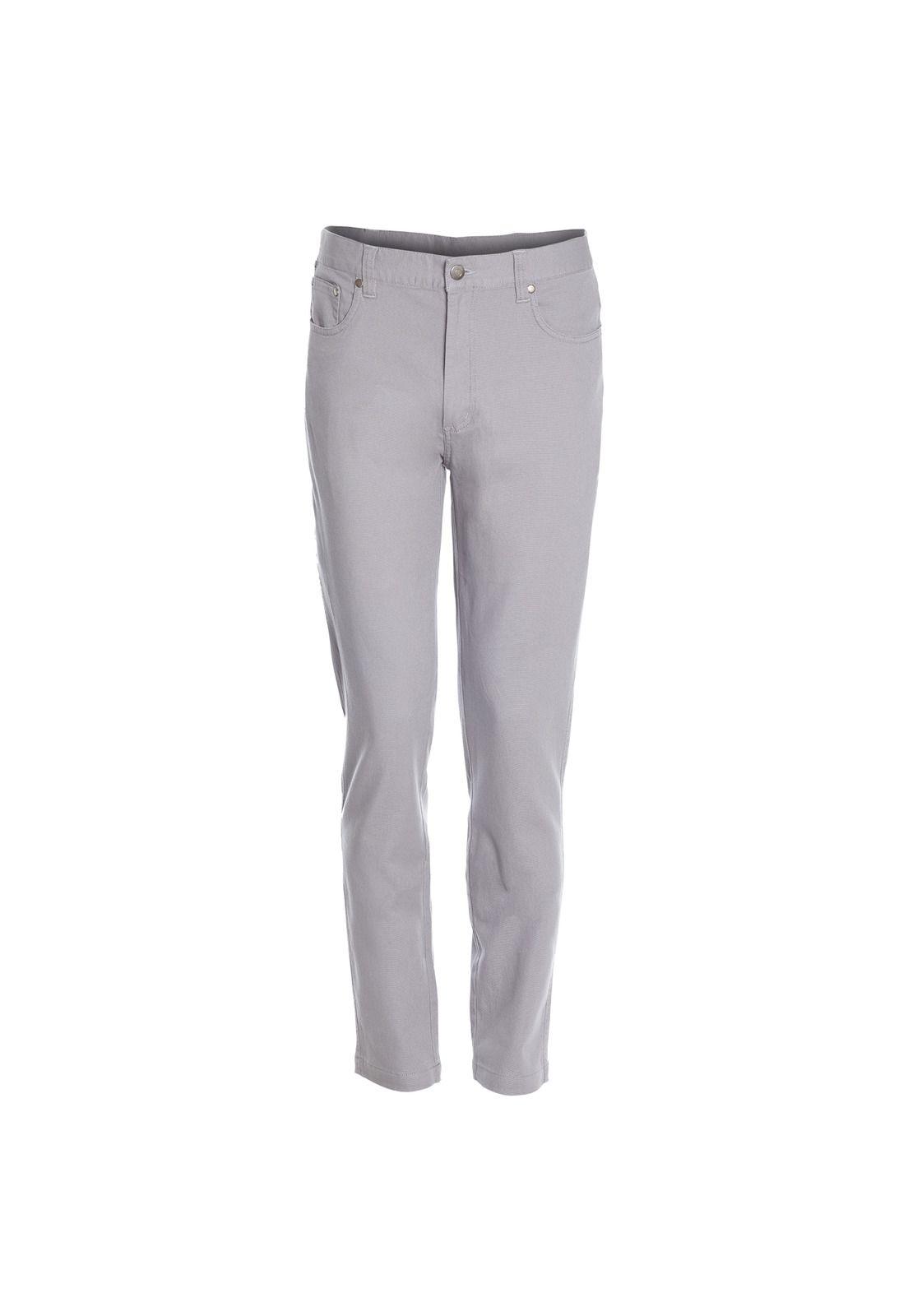 Pantalón Hombre Canvas 5 Bolsillos Spandex Gris-0