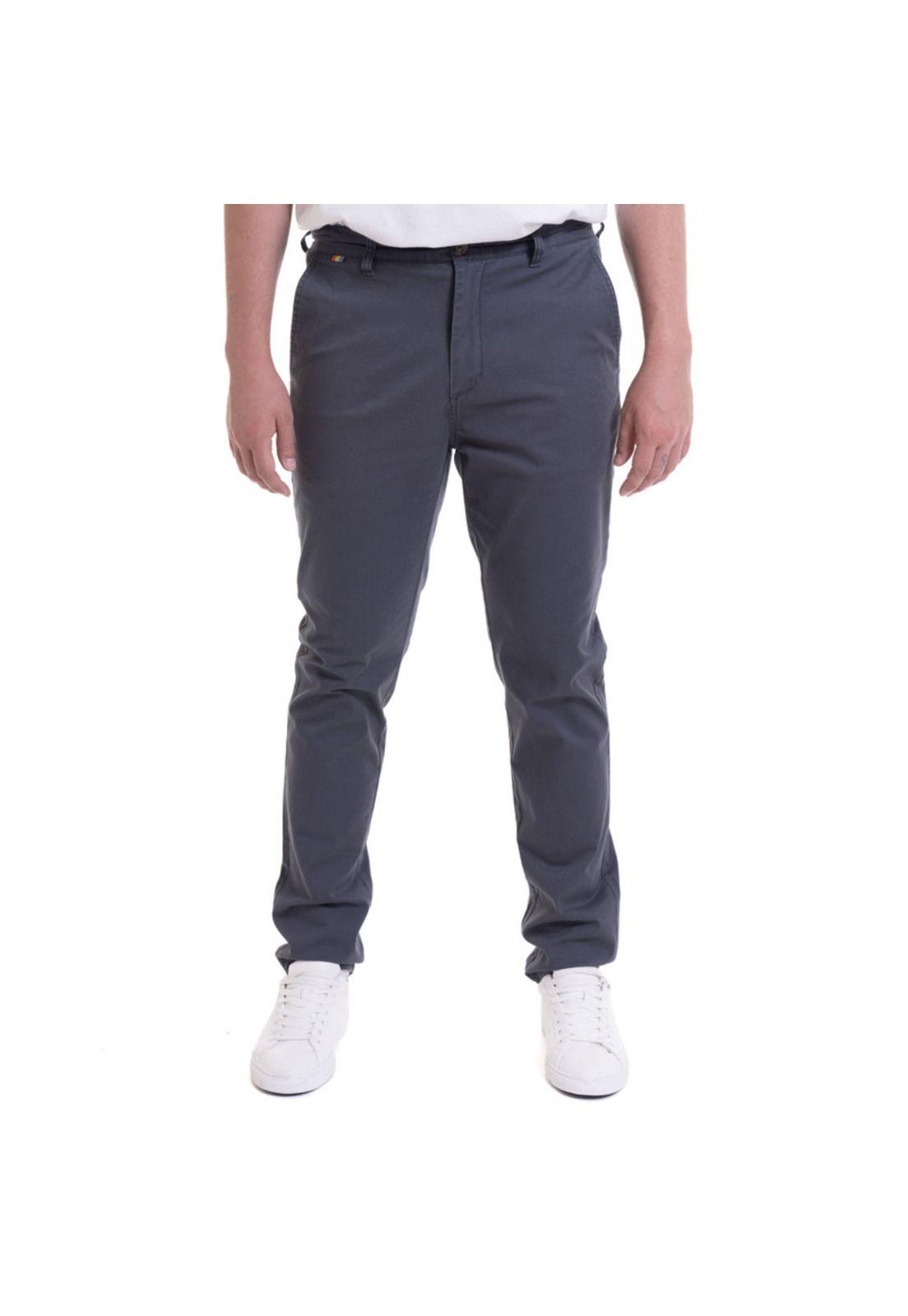 Pantalon Frente Plano Spandex Azul Piedra-0