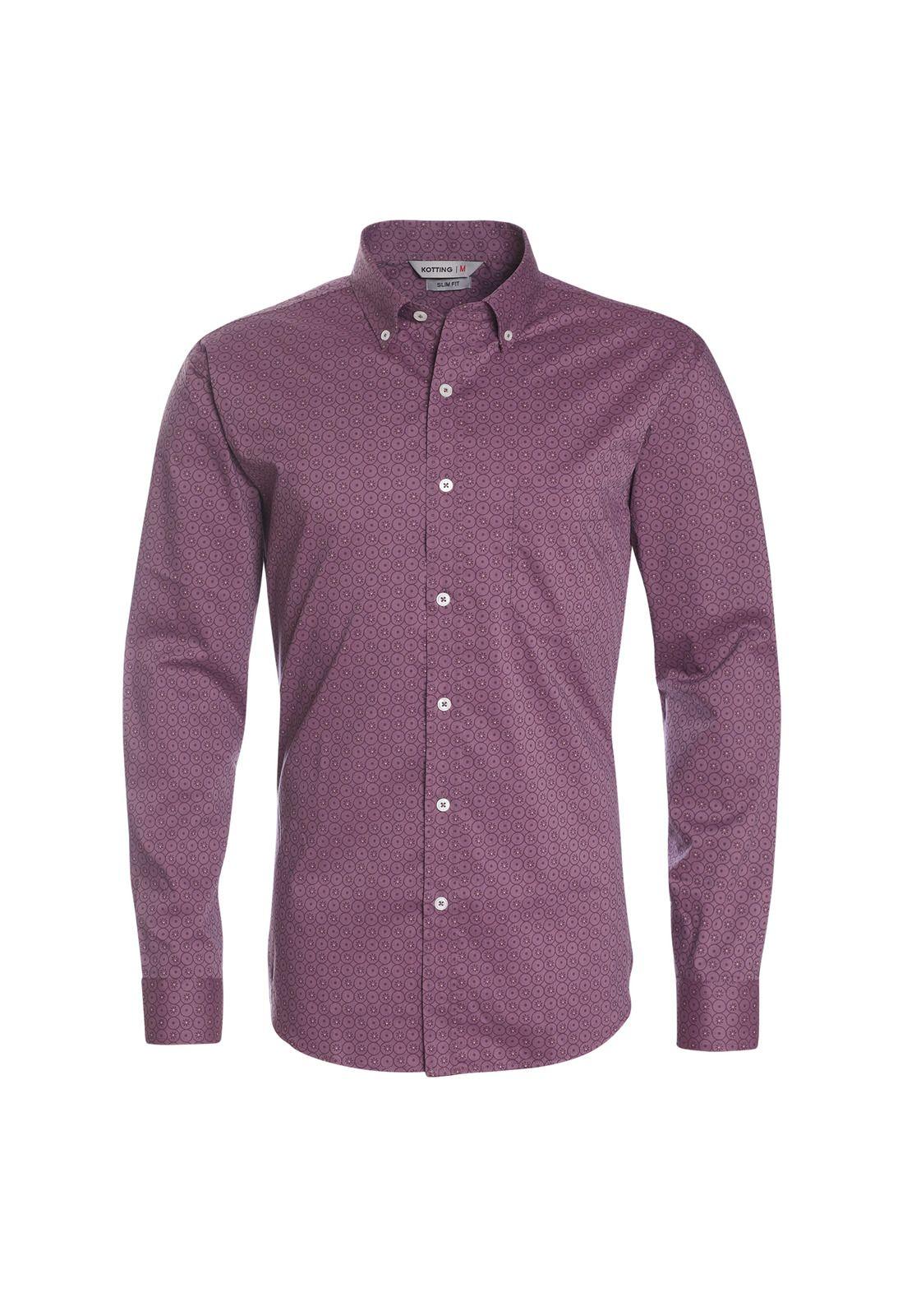 Camisa Manga Larga Sport Estampada Slim Fit Spandex Morado-0