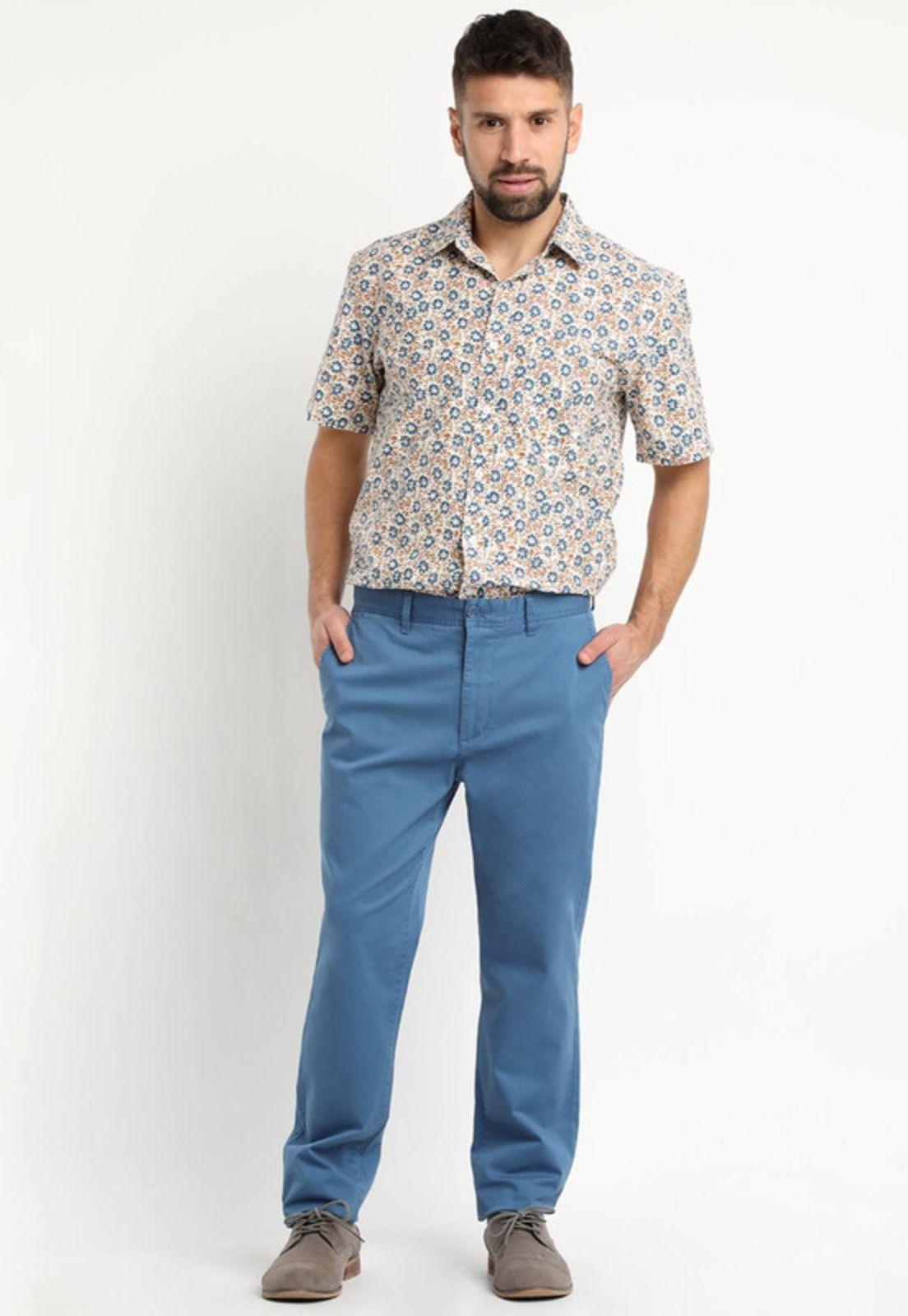 Pantalon Frente Plano Azul-2