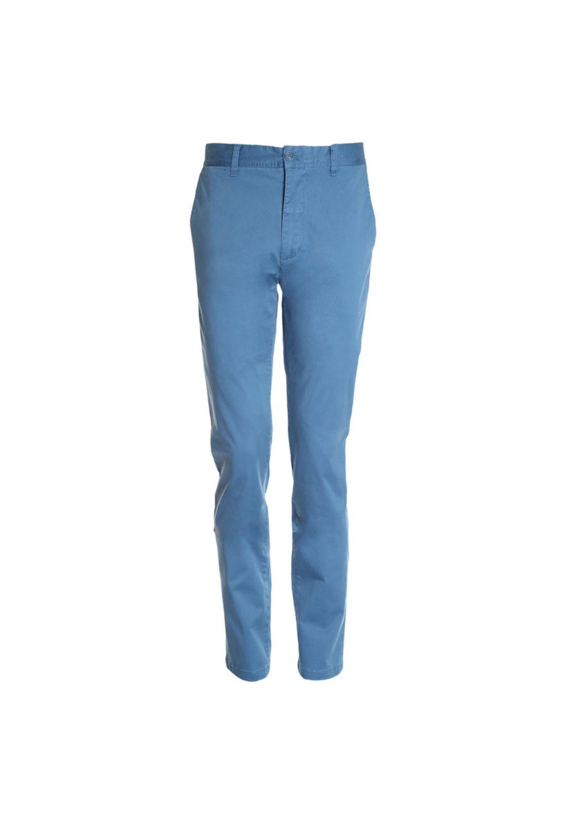 Pantalon Frente Plano Azul-3