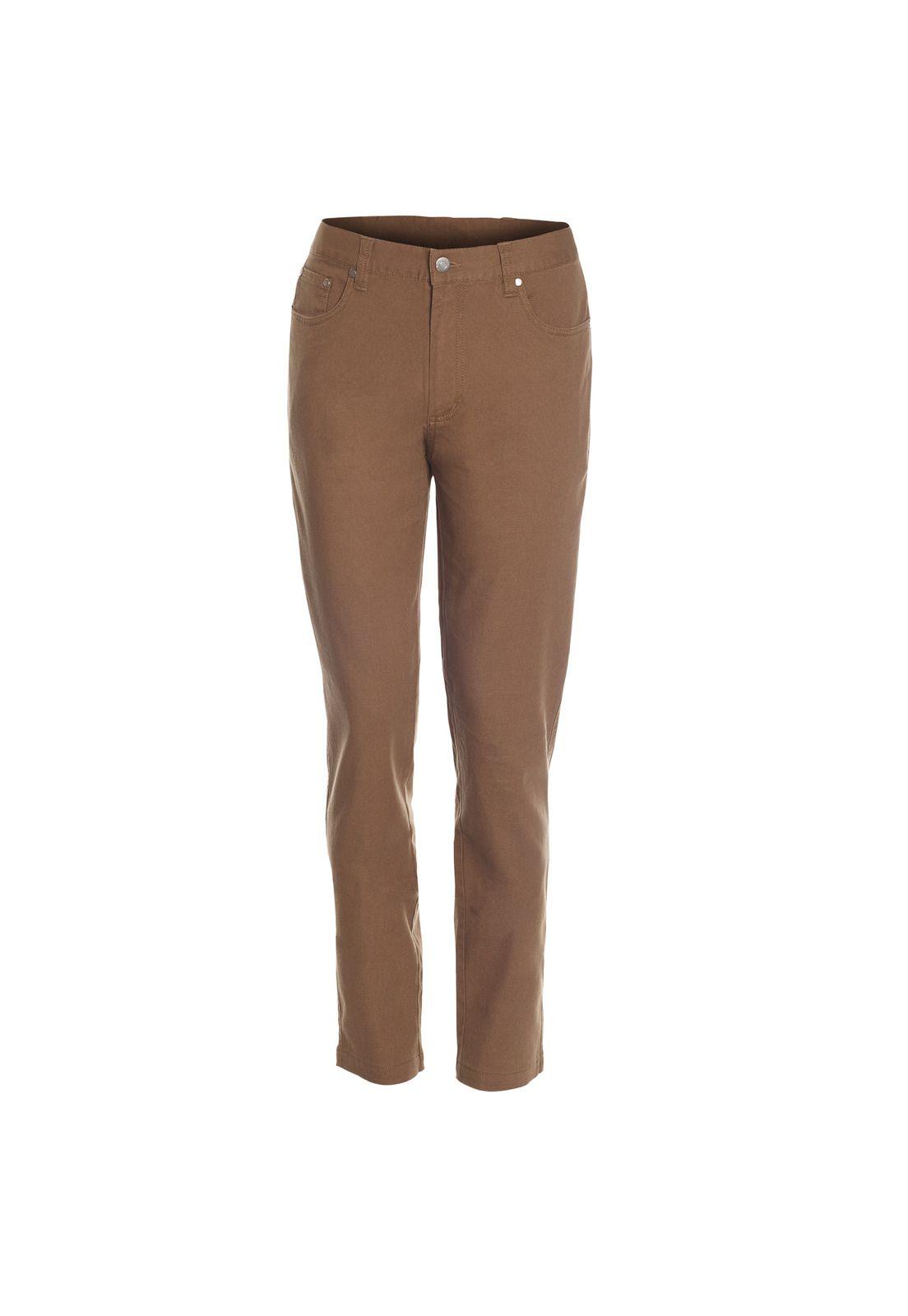 Pantalón Hombre Canvas 5 Bolsillos Spandex Café-0