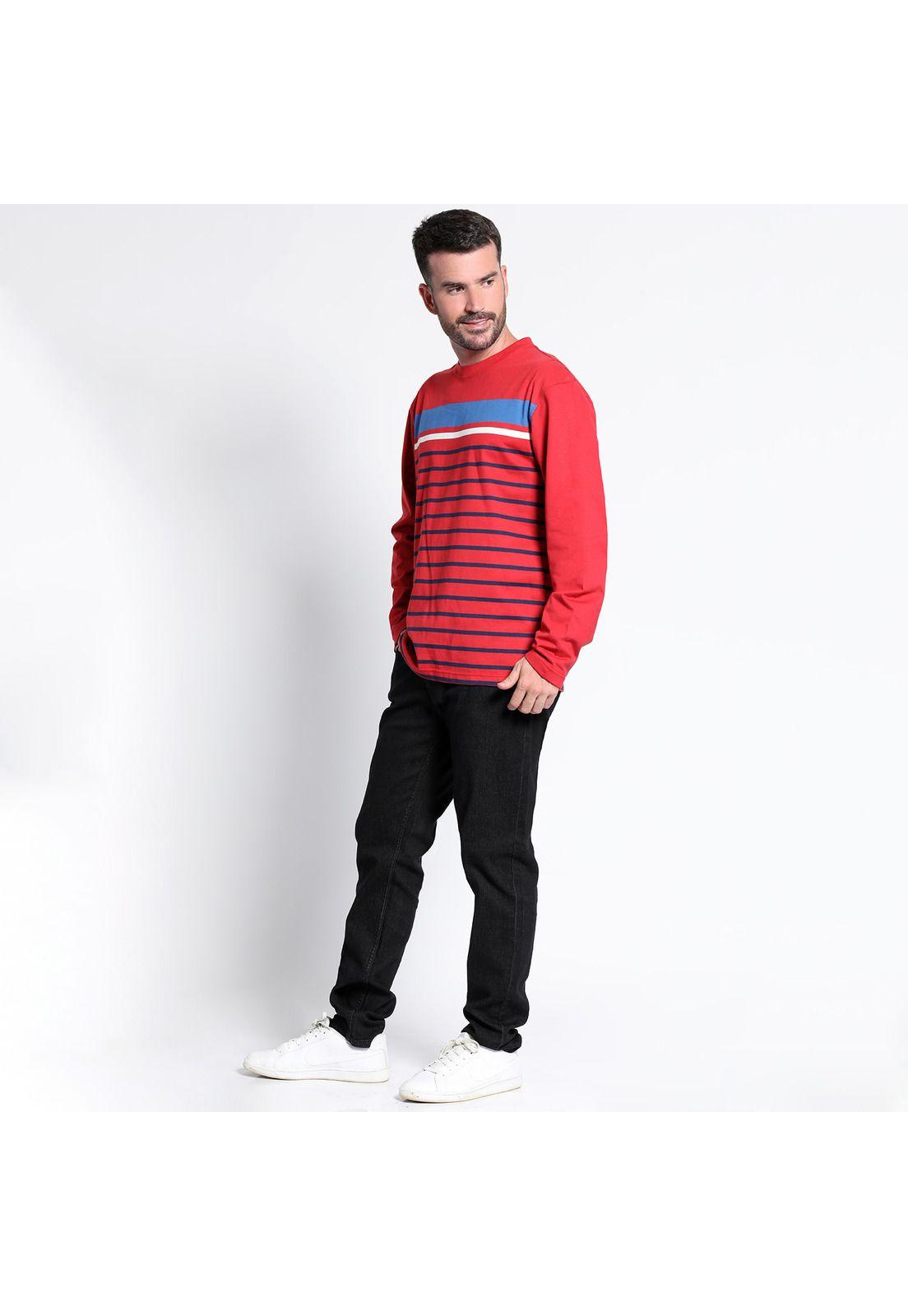 Polera Jersey Listada Cuello Redondo Manga Larga Regular Fit-2