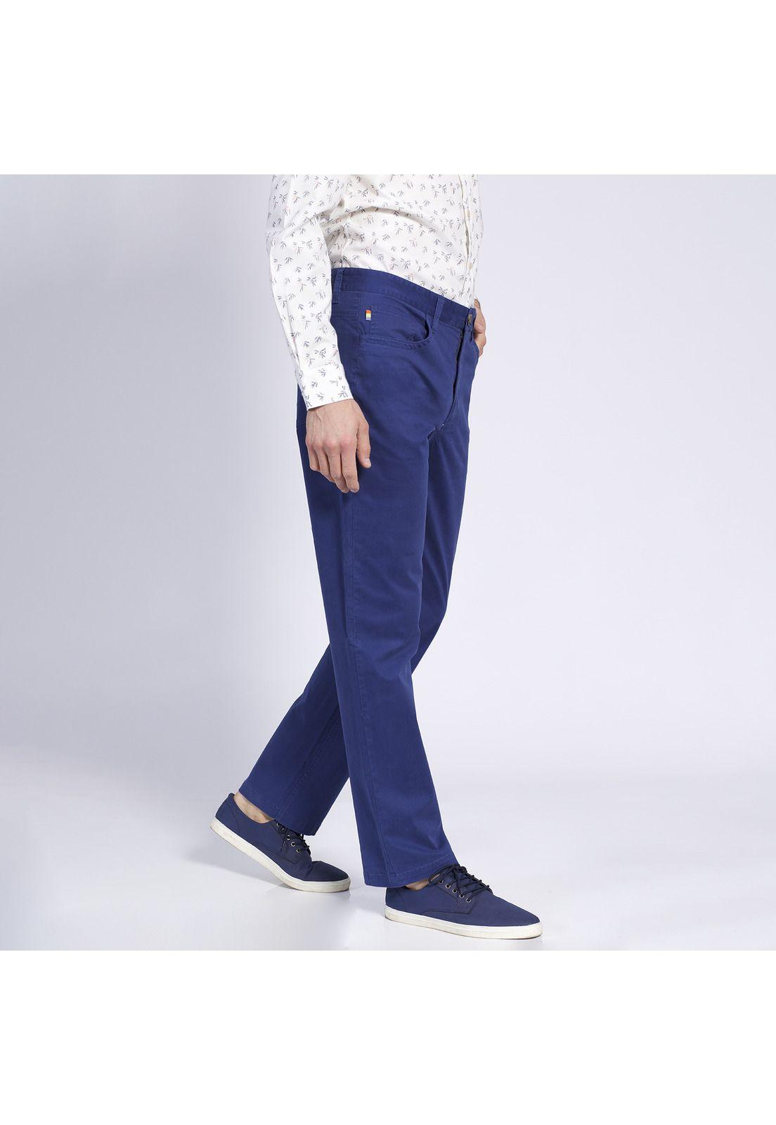 Pantalón Hombre 5 Bolsillos Regular Fit Spandex Azul marino-1