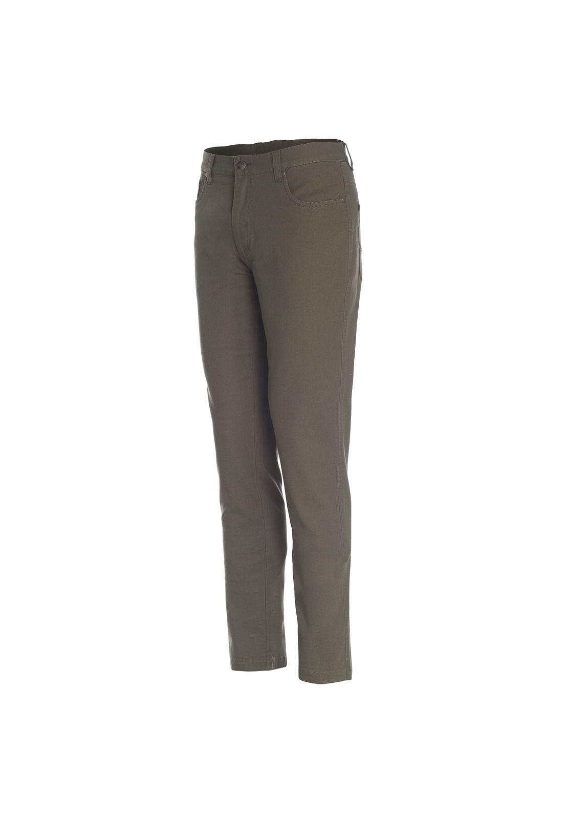 Pantalón Hombre 5 Bolsillos Tc Twill Verde musgo-0