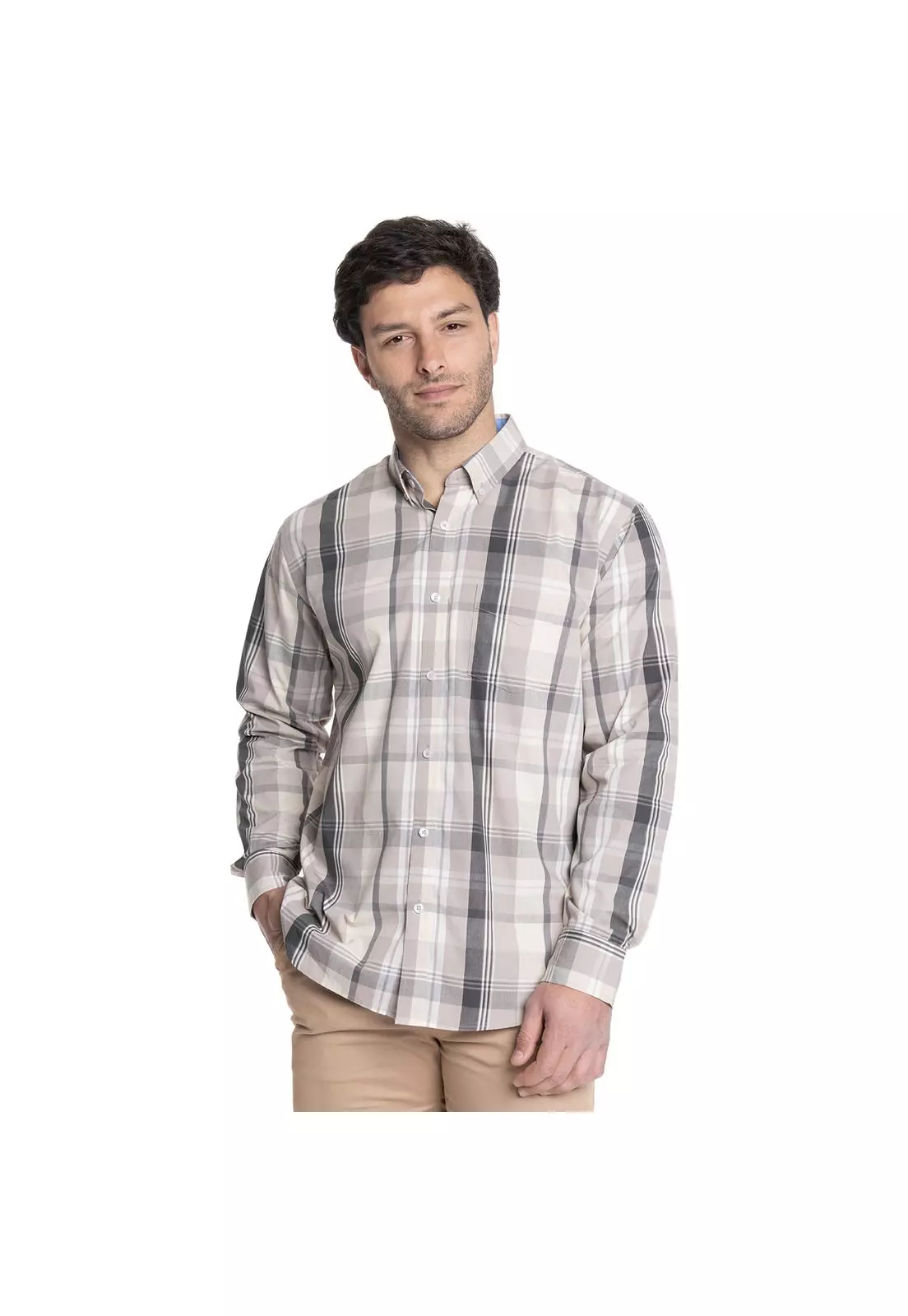 CAMISA HOMBRE MANGA LARGA TREVIRA CUADROS-0