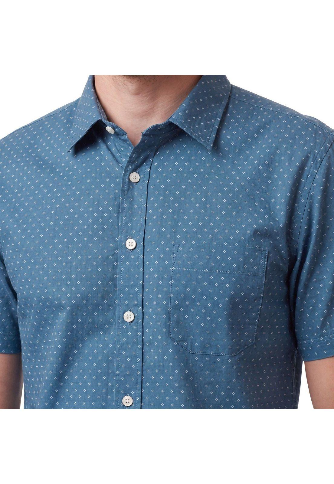 Camisa Corta Estampada Texturizada Hombre-3