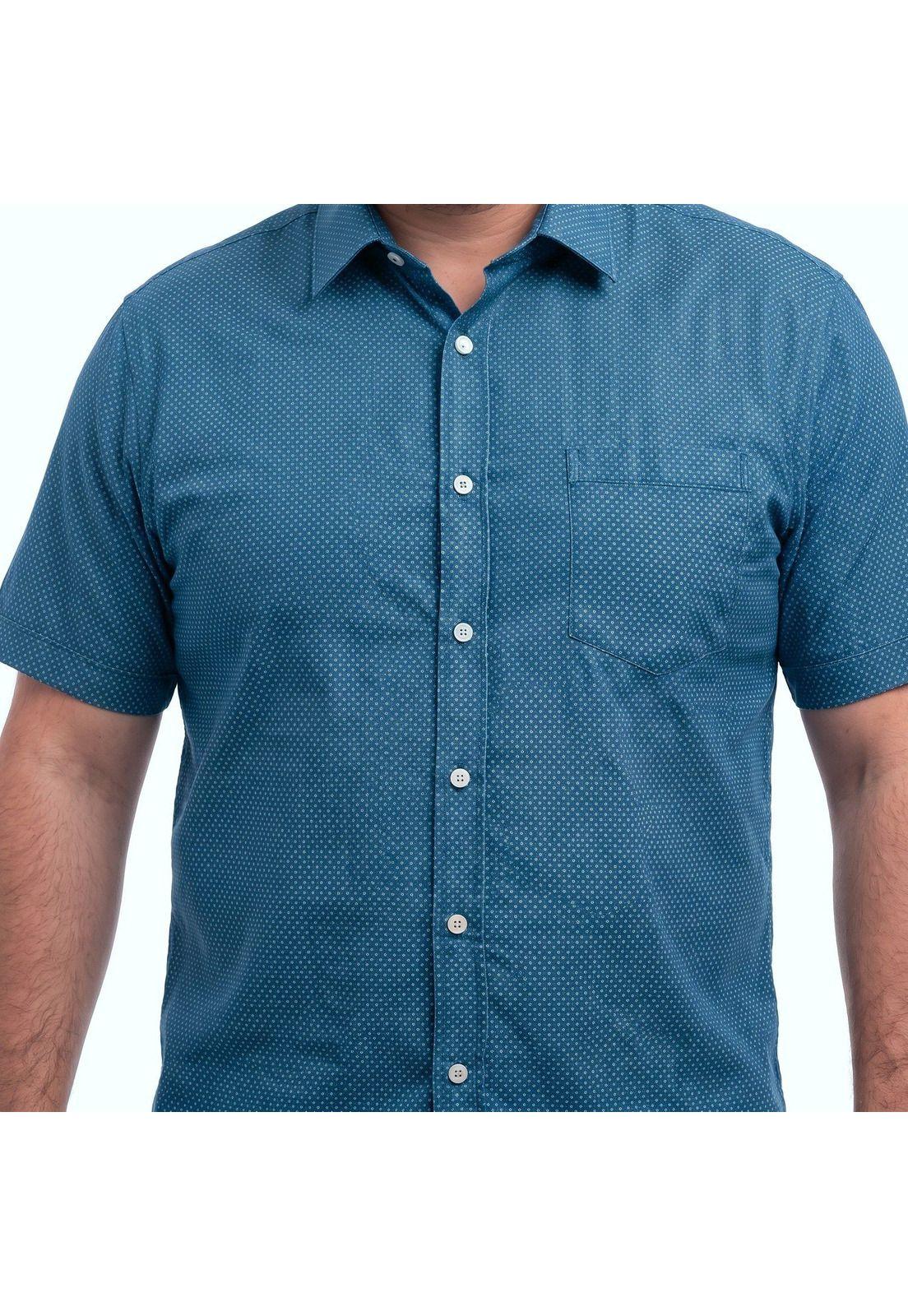 Camisa Corta Estampada Texturizada Hombre-7