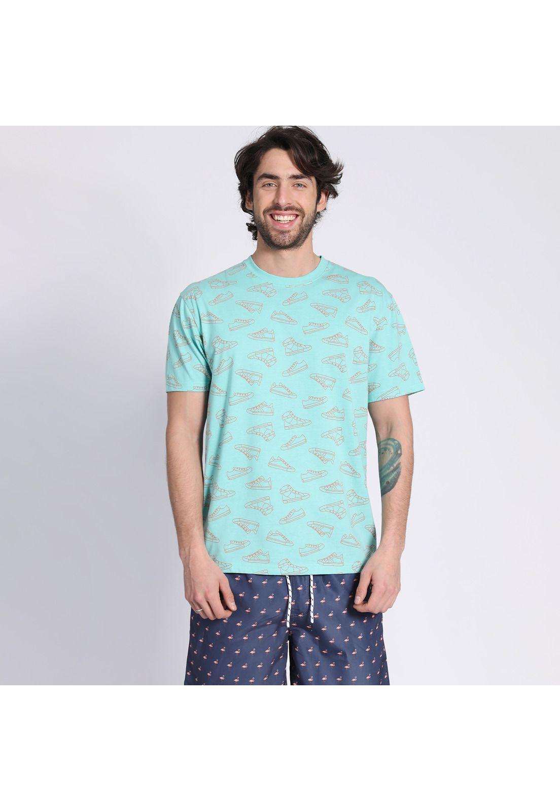 Polera Manga Corta Jersey Print Azul-1