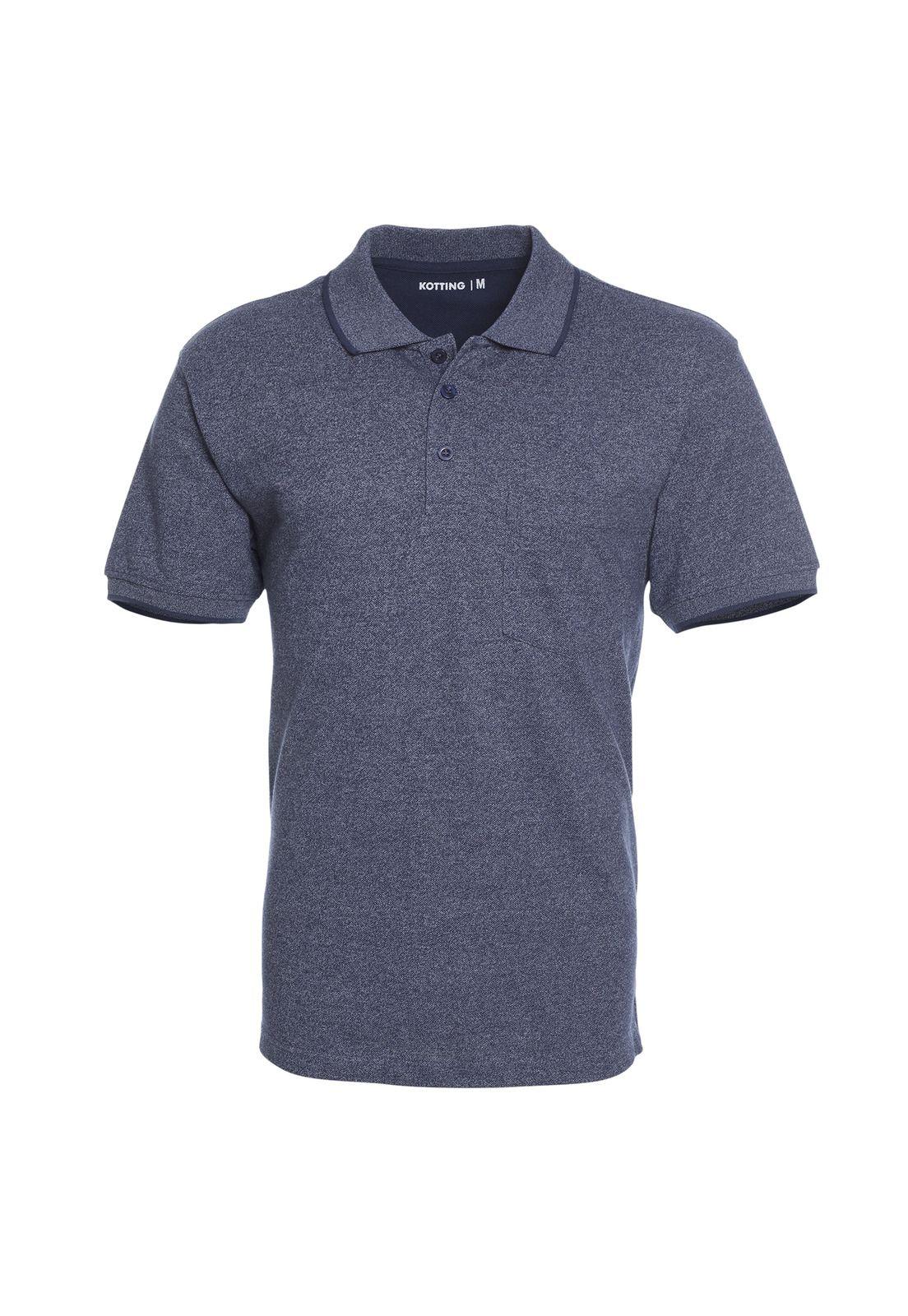 Polera Manga Corta Piqué Melange Azul marino-3