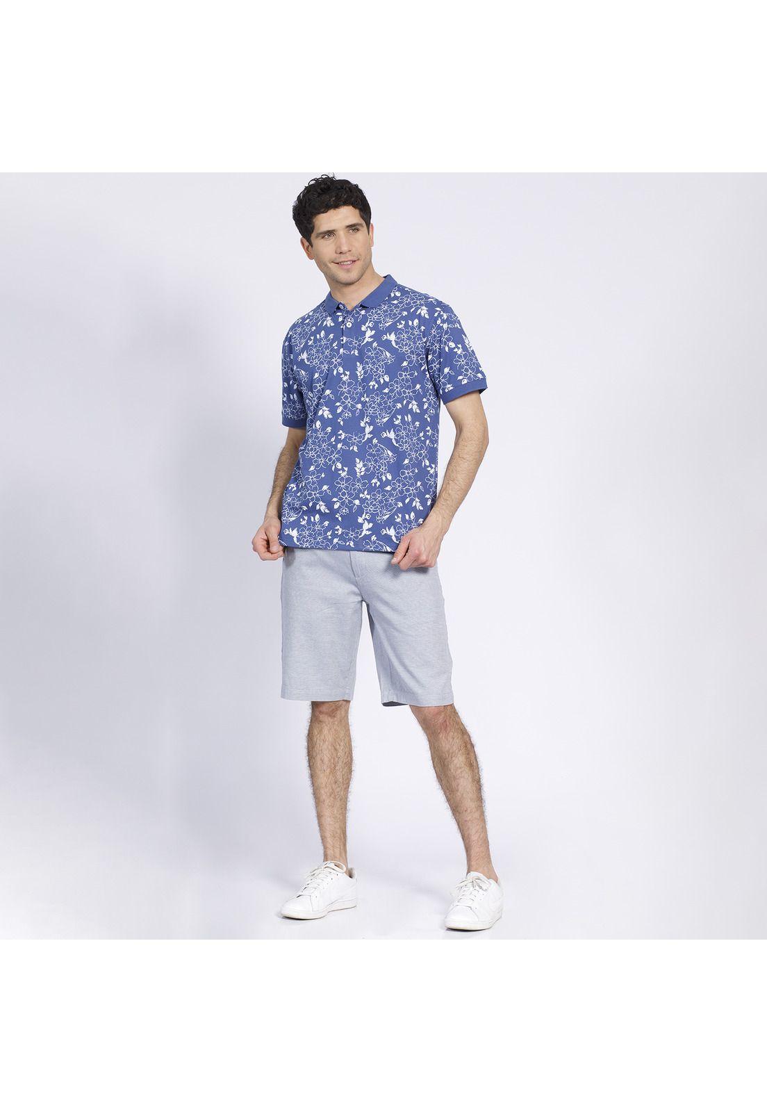 Polera Manga Corta Jersey Estampada Azul-0