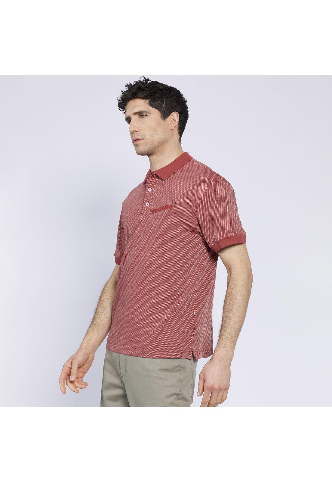 Polera Manga Corta Jacquard Mc Rojo-2