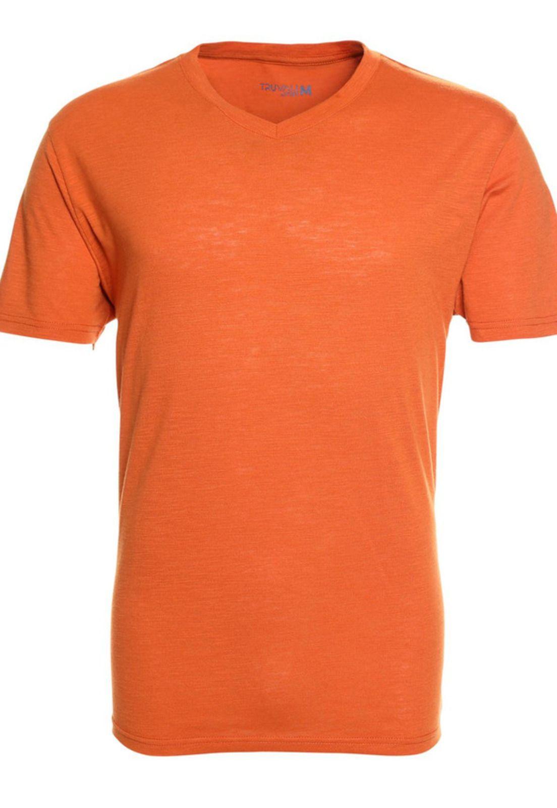 Polera Manga Corta Cuello V Naranjo oscuro-3