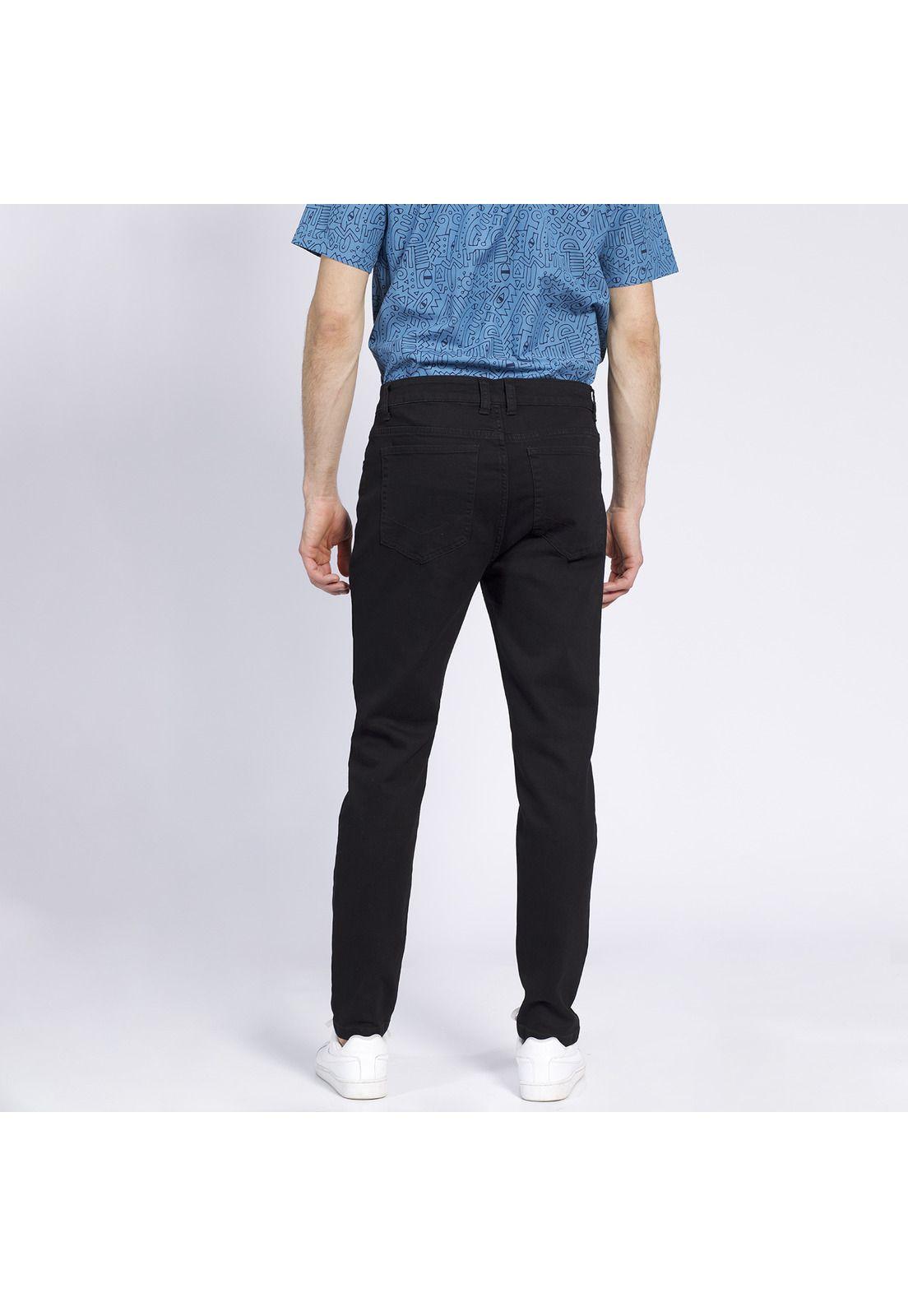 Pantalón Hombre Jeans Moda Solido Slim Fit Spandex Negro-2