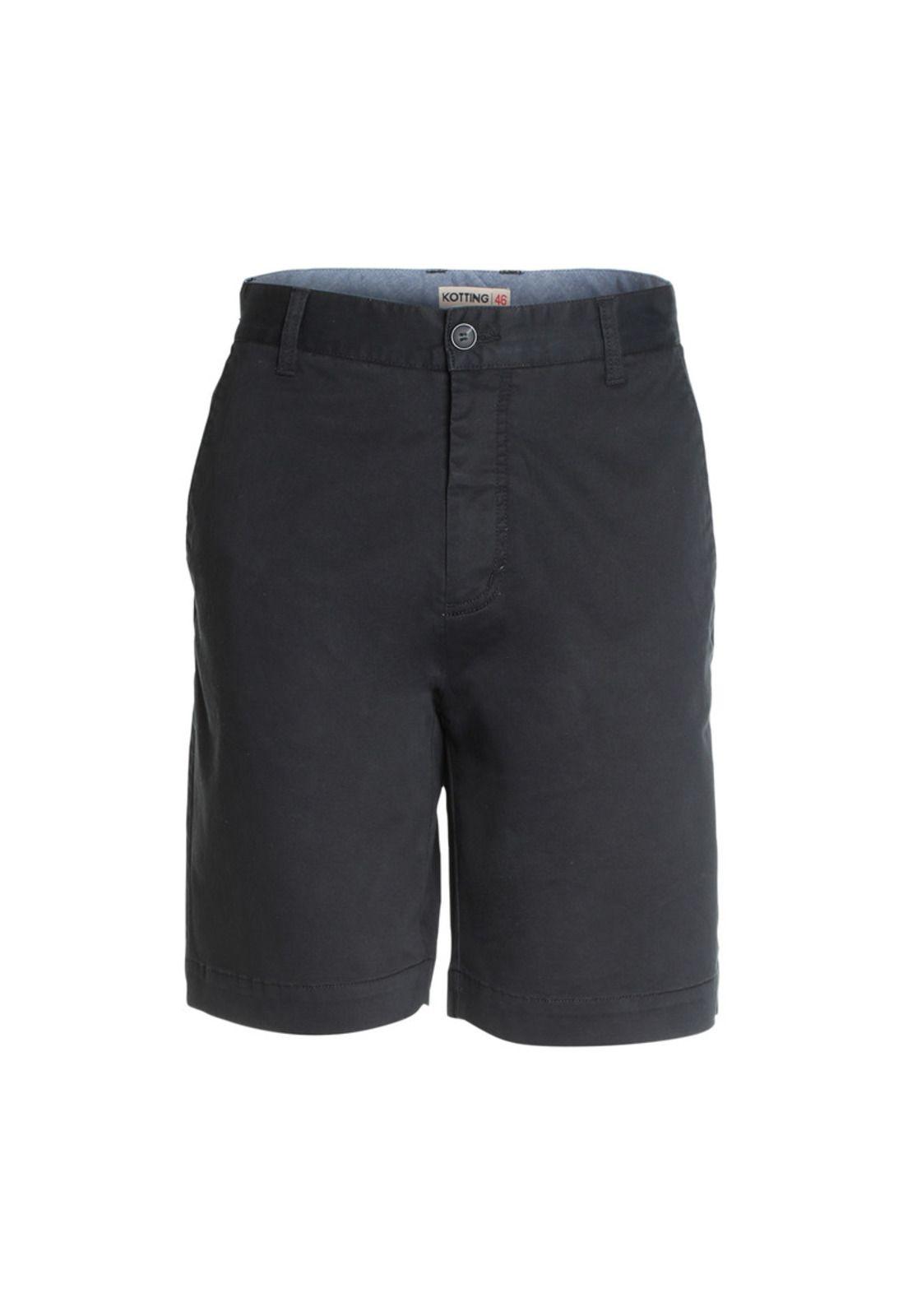 Bermuda Gabardina Frente Plano Negro-3