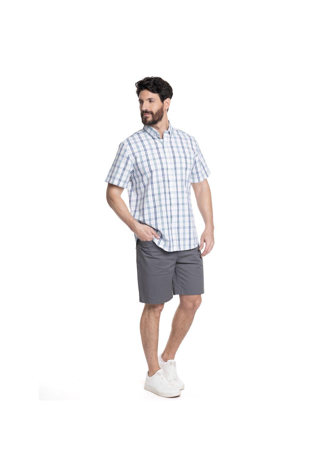 CAMISA HOMBRE MANGA CORTA FANTASÍA CLÁSICA CUELLO SEMI ITALIANO-3