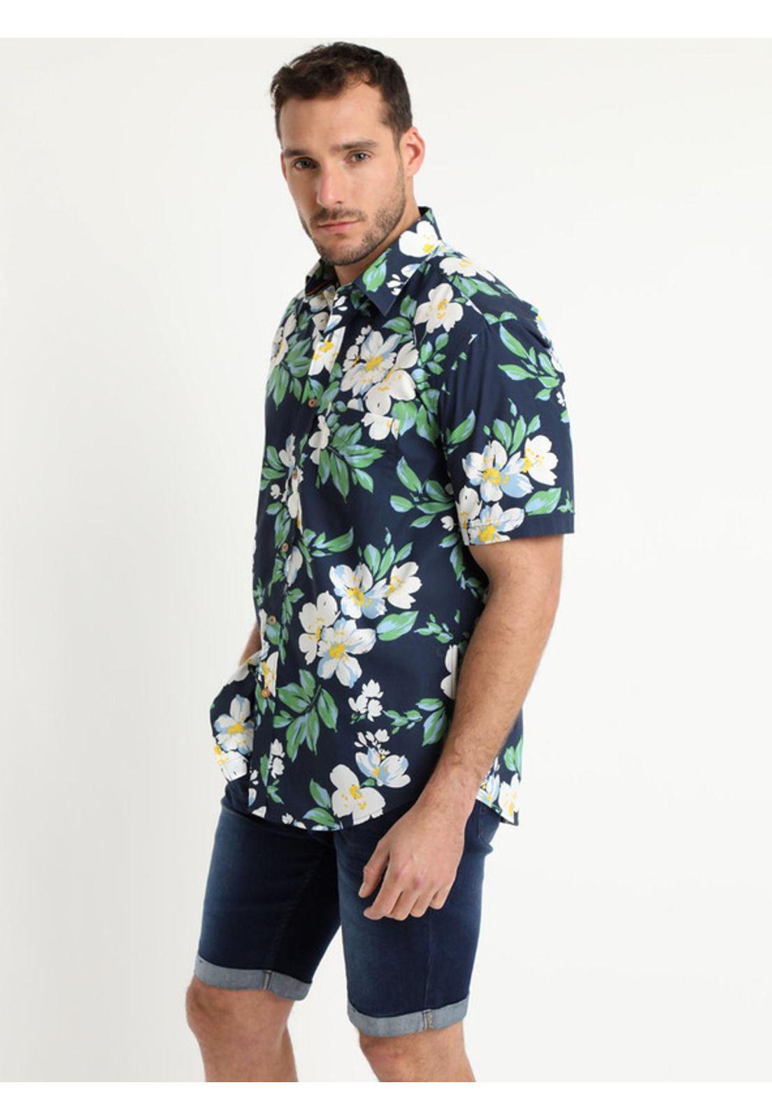 Guayabera Estampada Turquesa-2