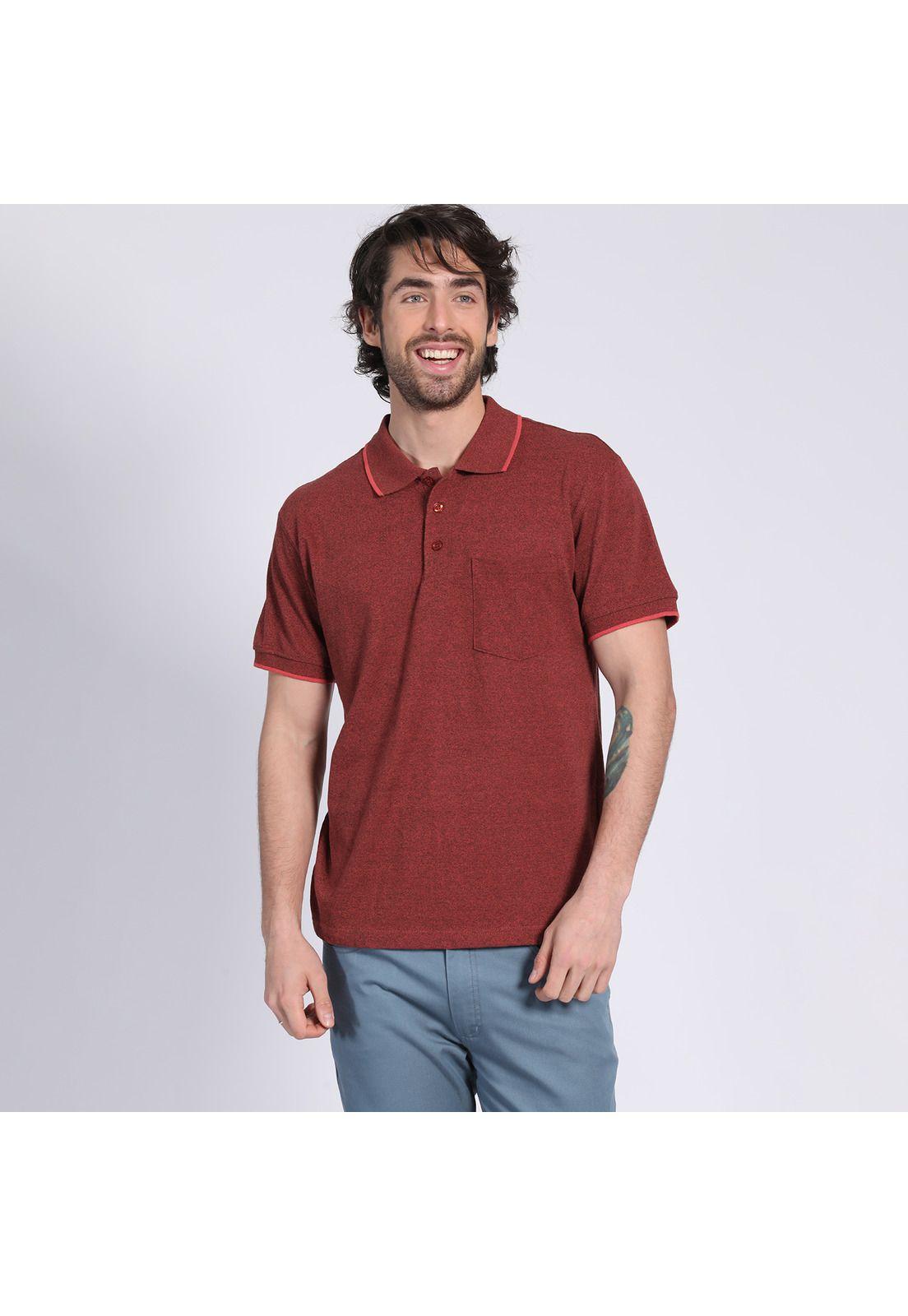 Polera Manga Corta Piqué Melange Rojo-1