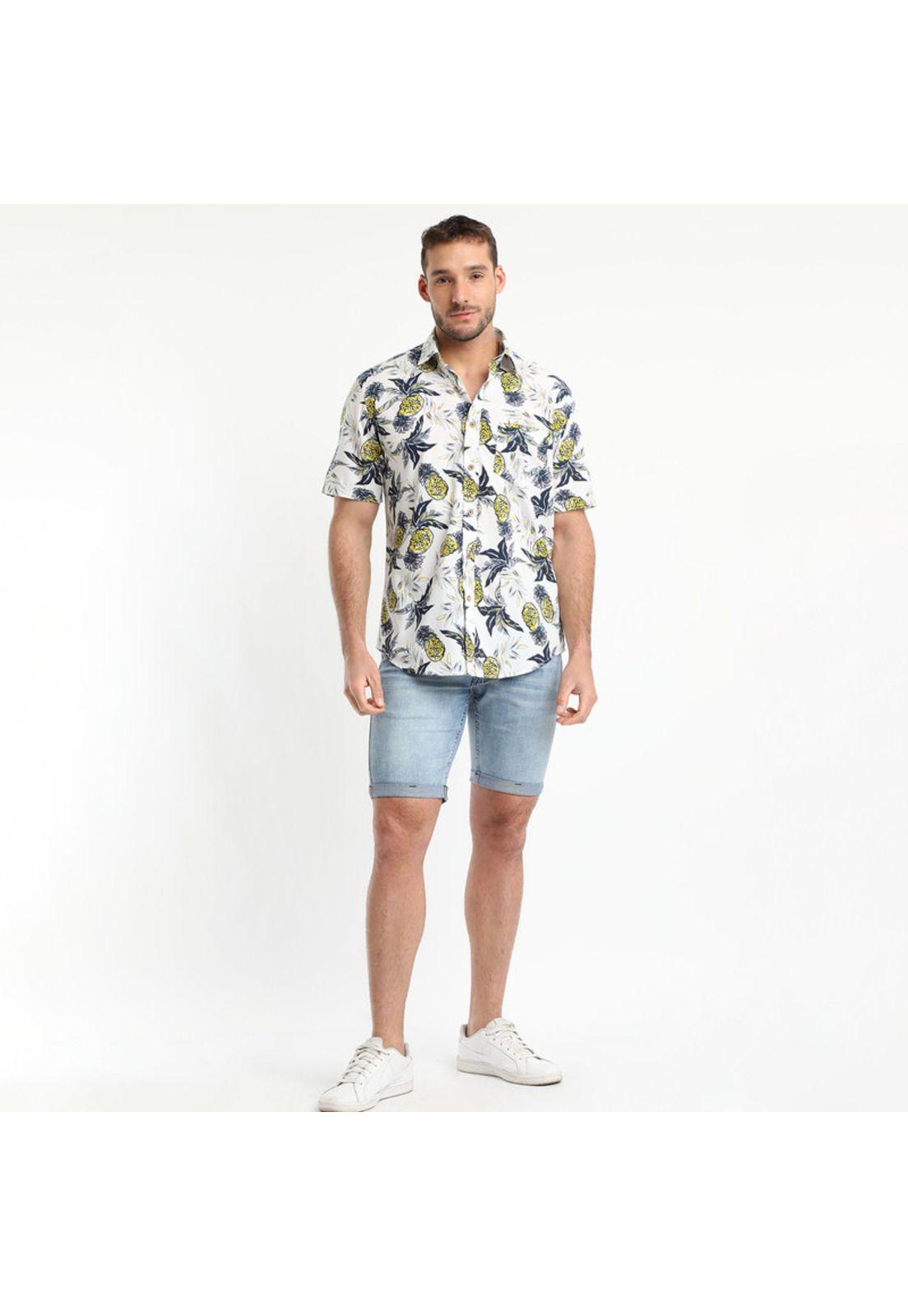 Guayabera Estampada Blanco-0