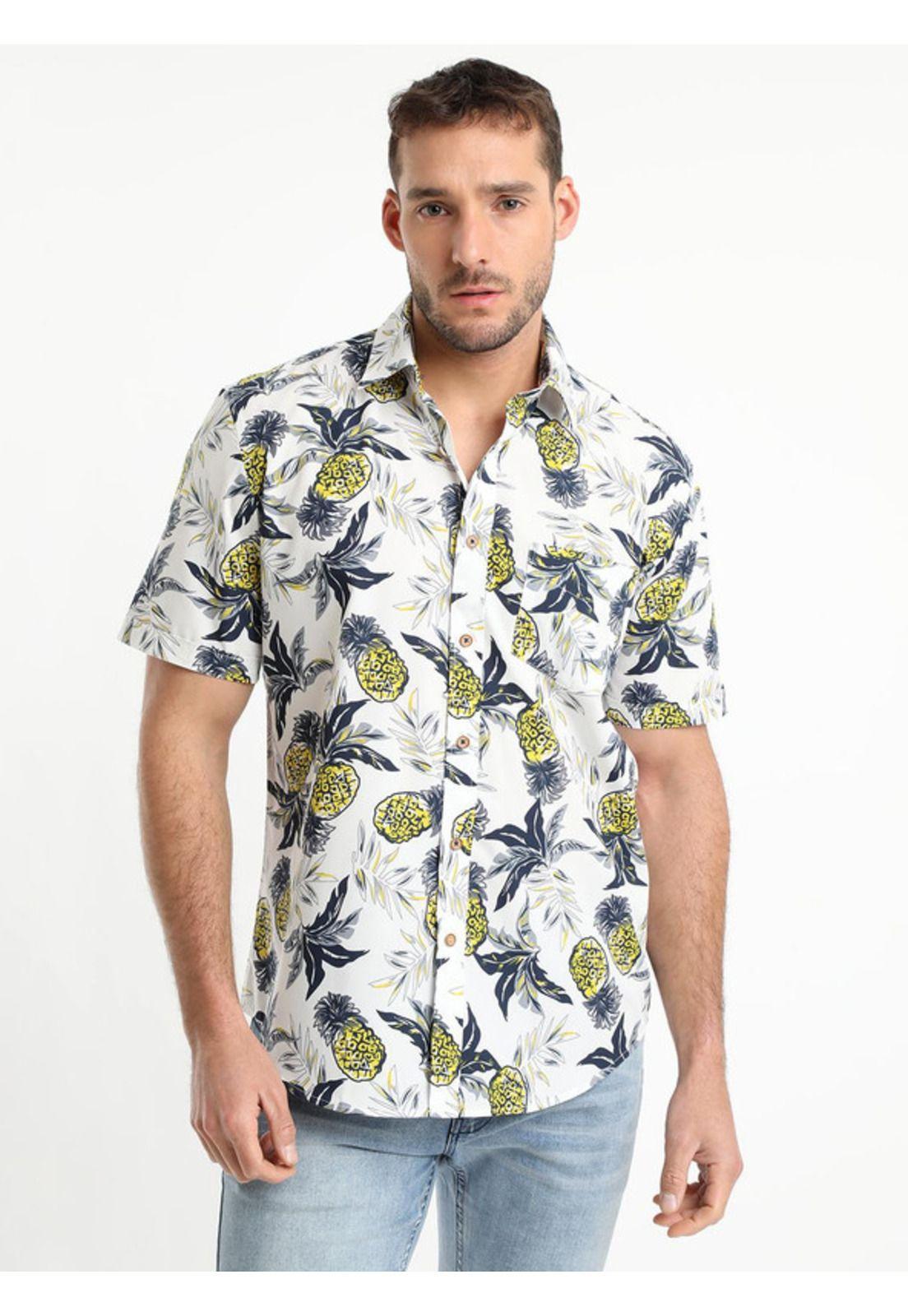 Guayabera Estampada Blanco-1