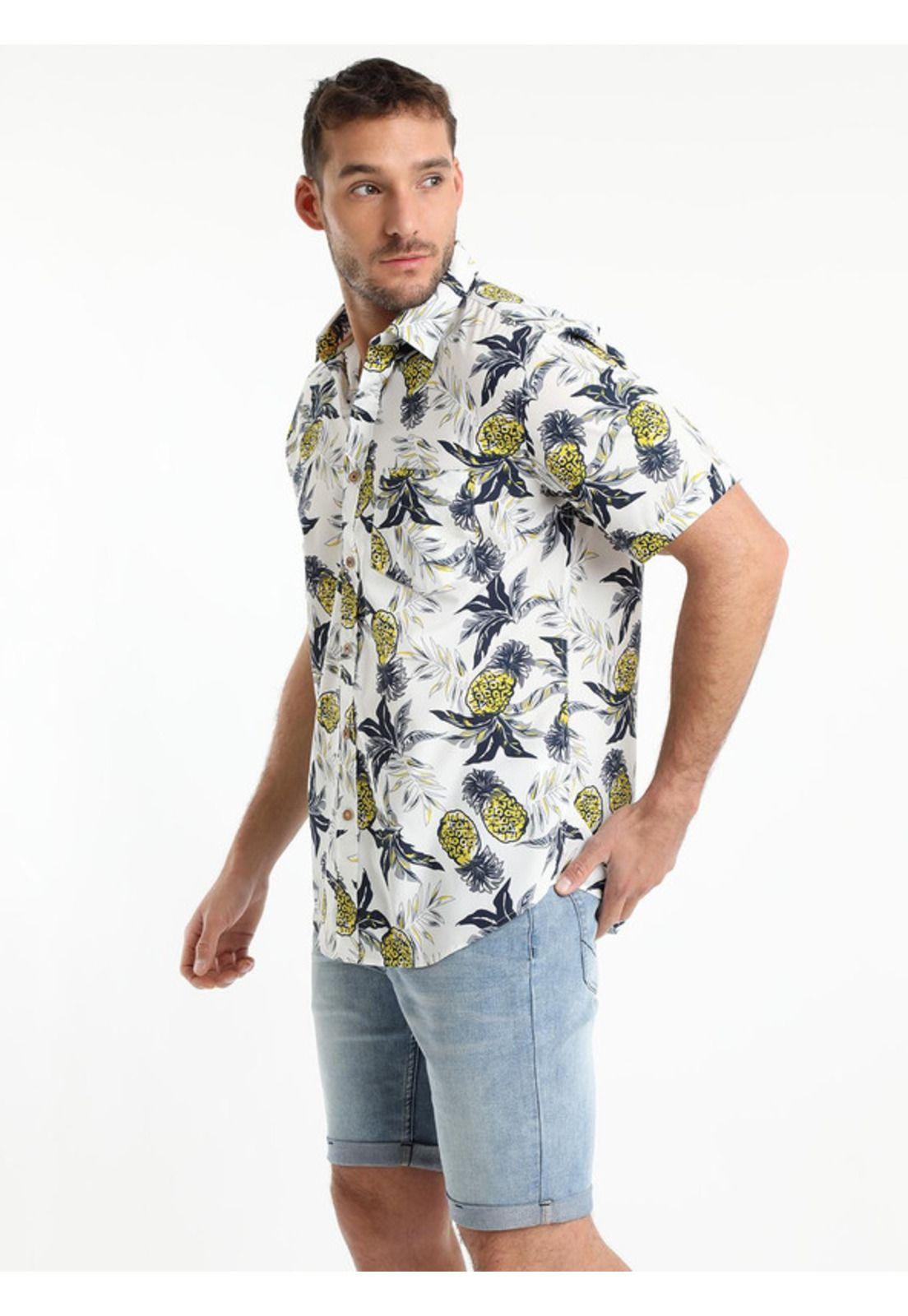 Guayabera Estampada Blanco-2