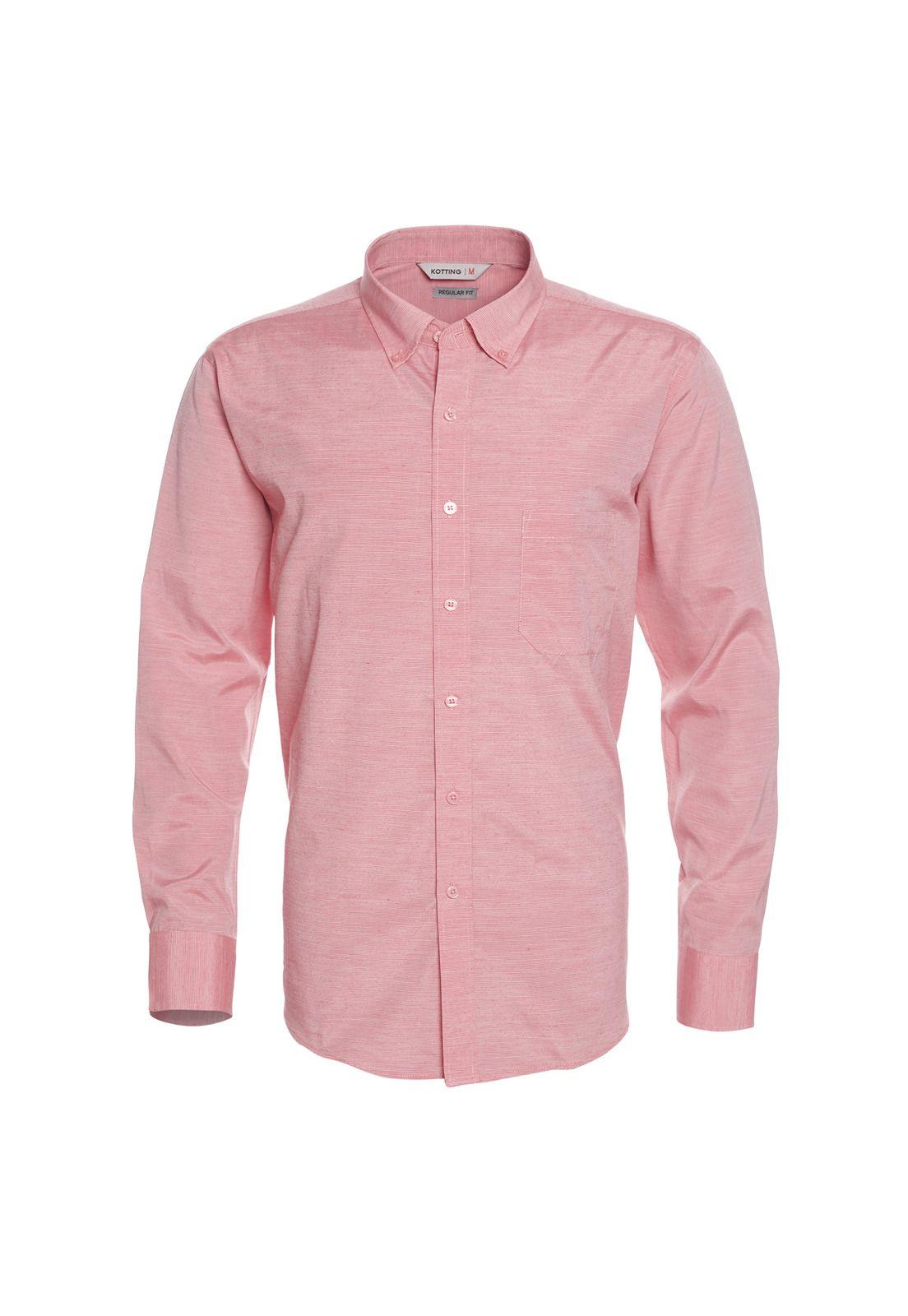 Camisa Manga Larga Color Sólido Rojo-0