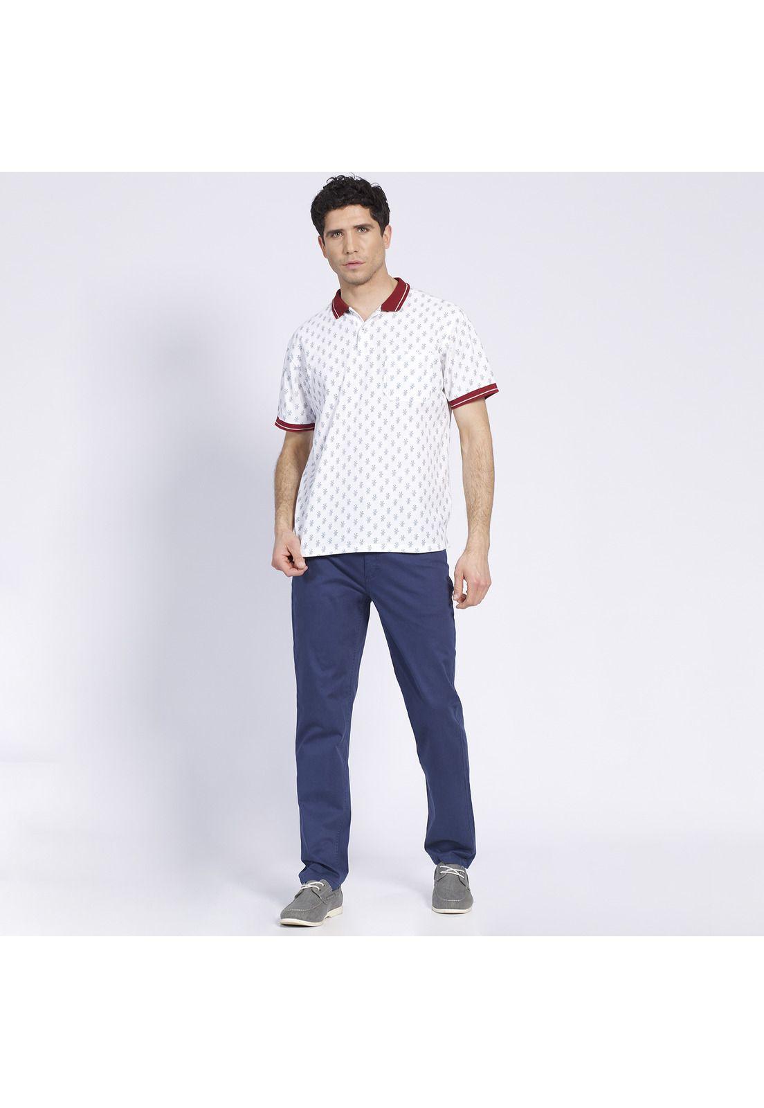 Polera Manga Corta Pique Estampada Blanca-0